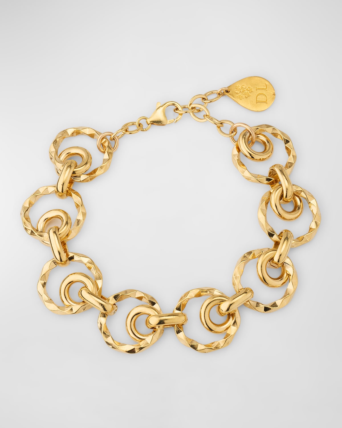 Devon Leigh Multi-circle Textured Chain Bracelet In Gold