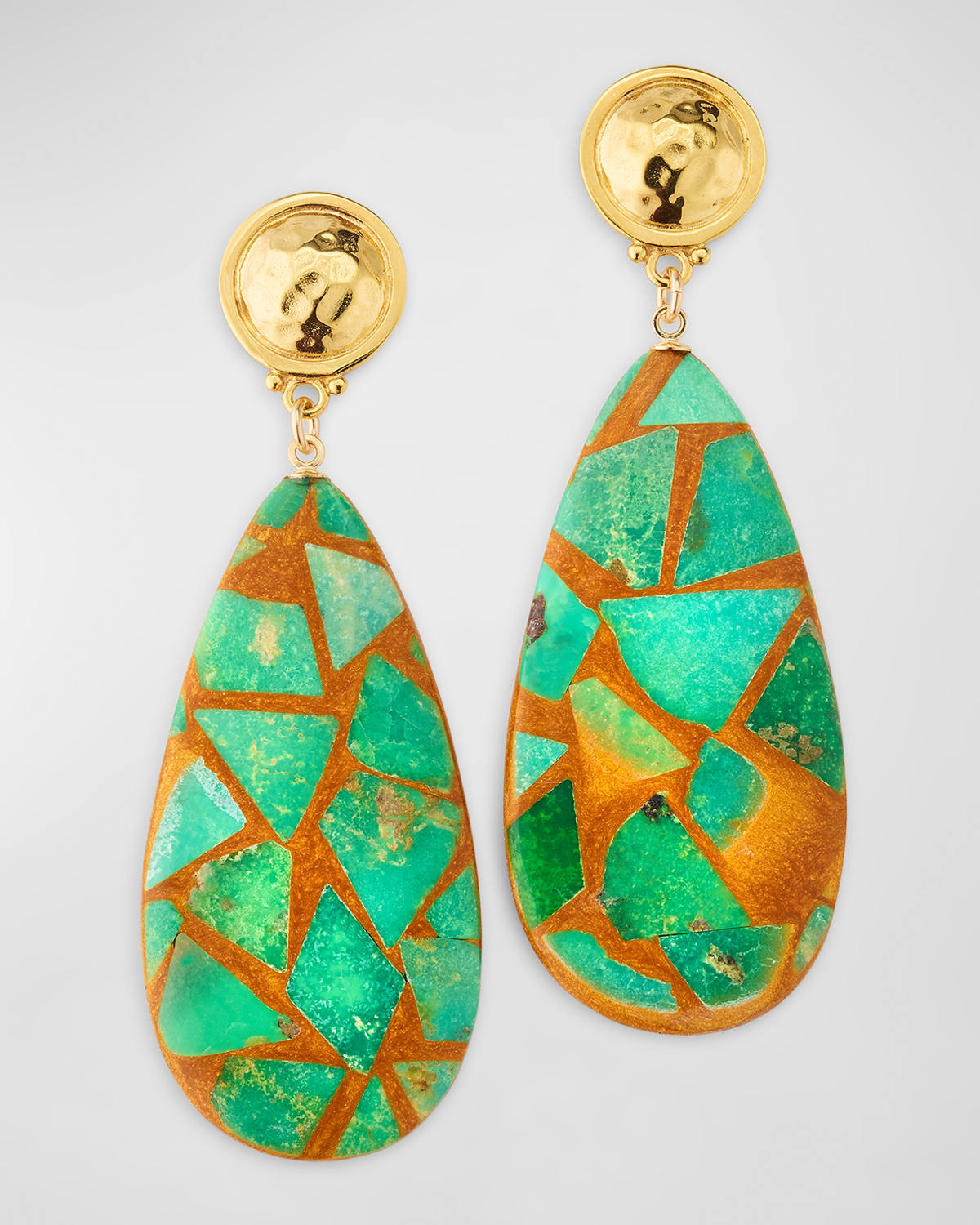 Green Copper Infused Gold Post Earrings