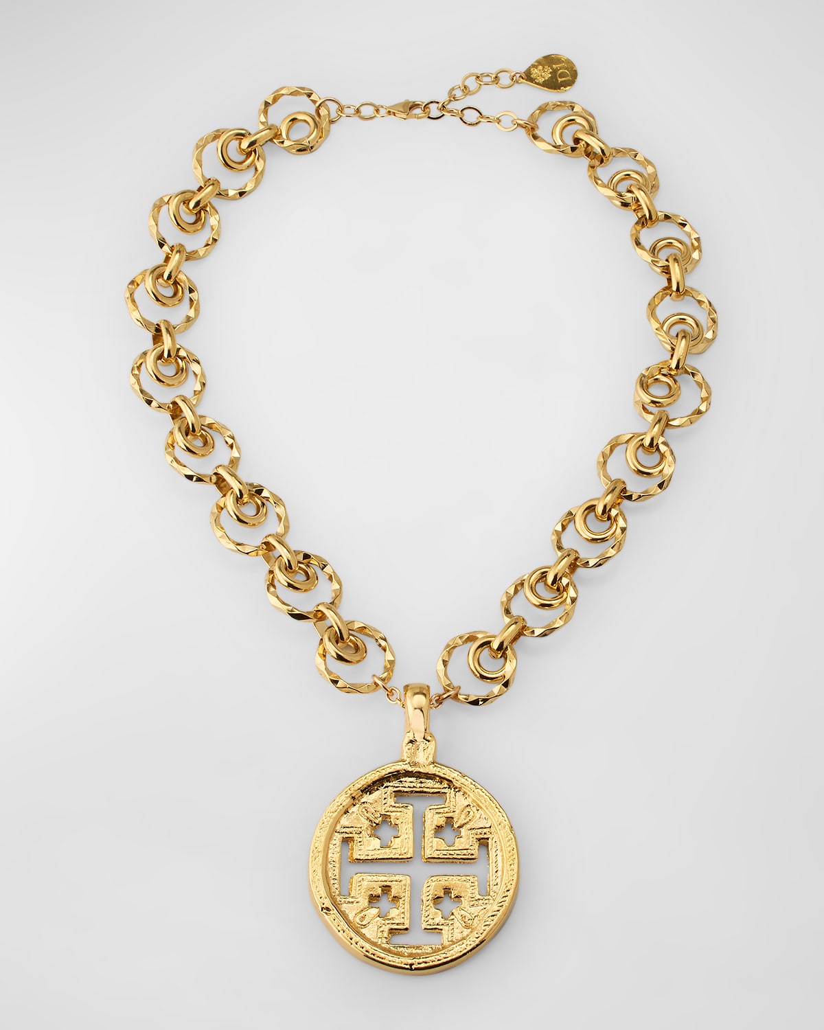 Devon Leigh Cross Medallion Necklace In Gold