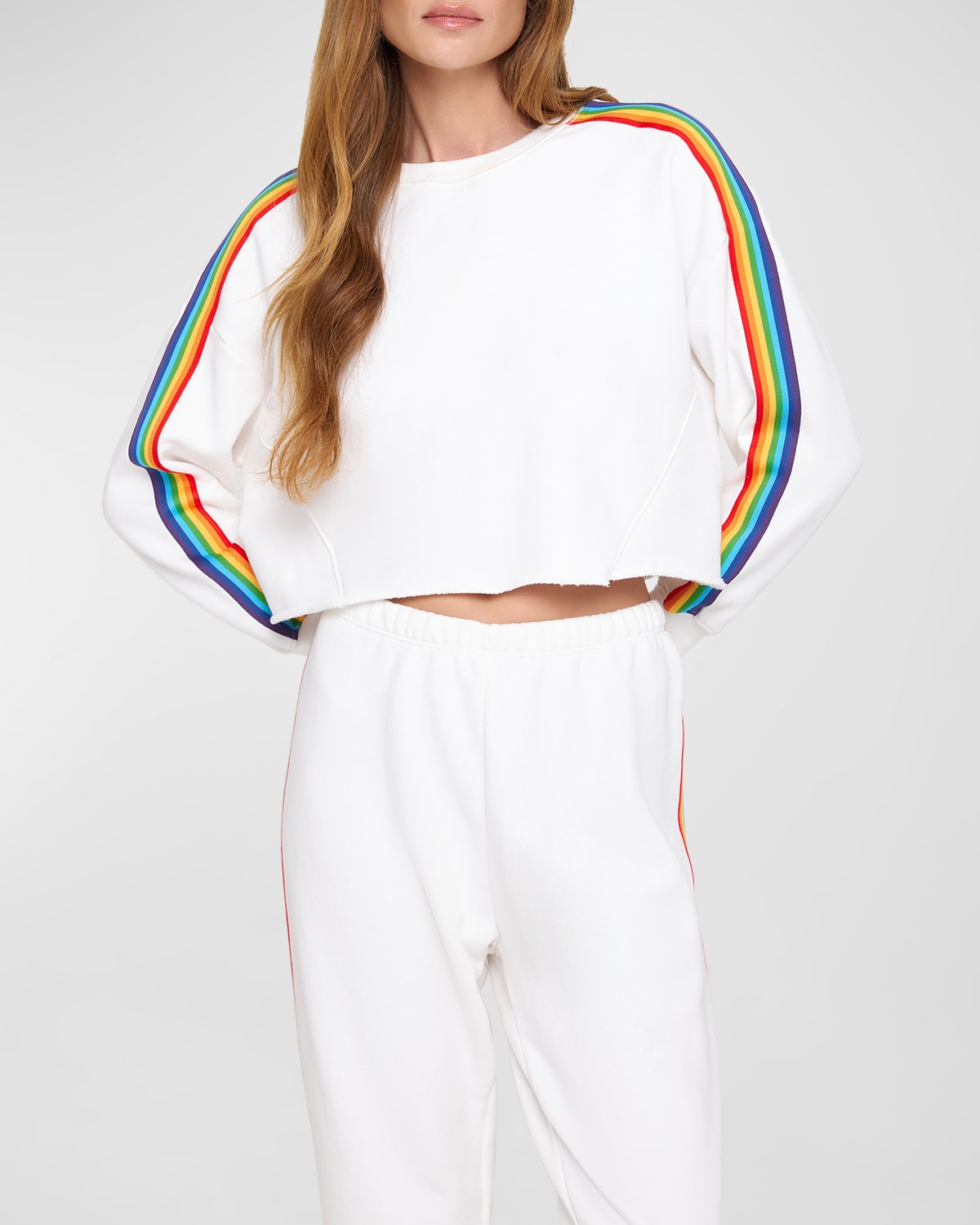 Shop Spiritual Gangster Rainbow Cropped Pullover In White