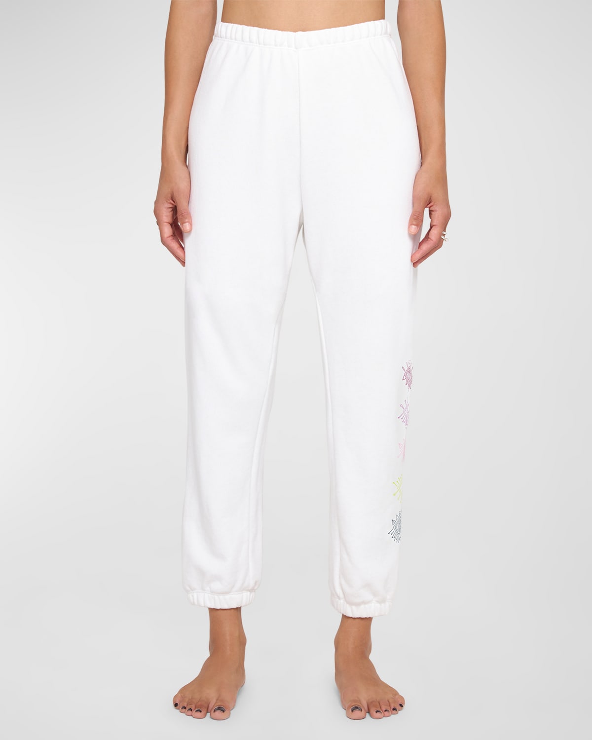 Shop Spiritual Gangster All Eyes Luna French Terry Sweatpants In White
