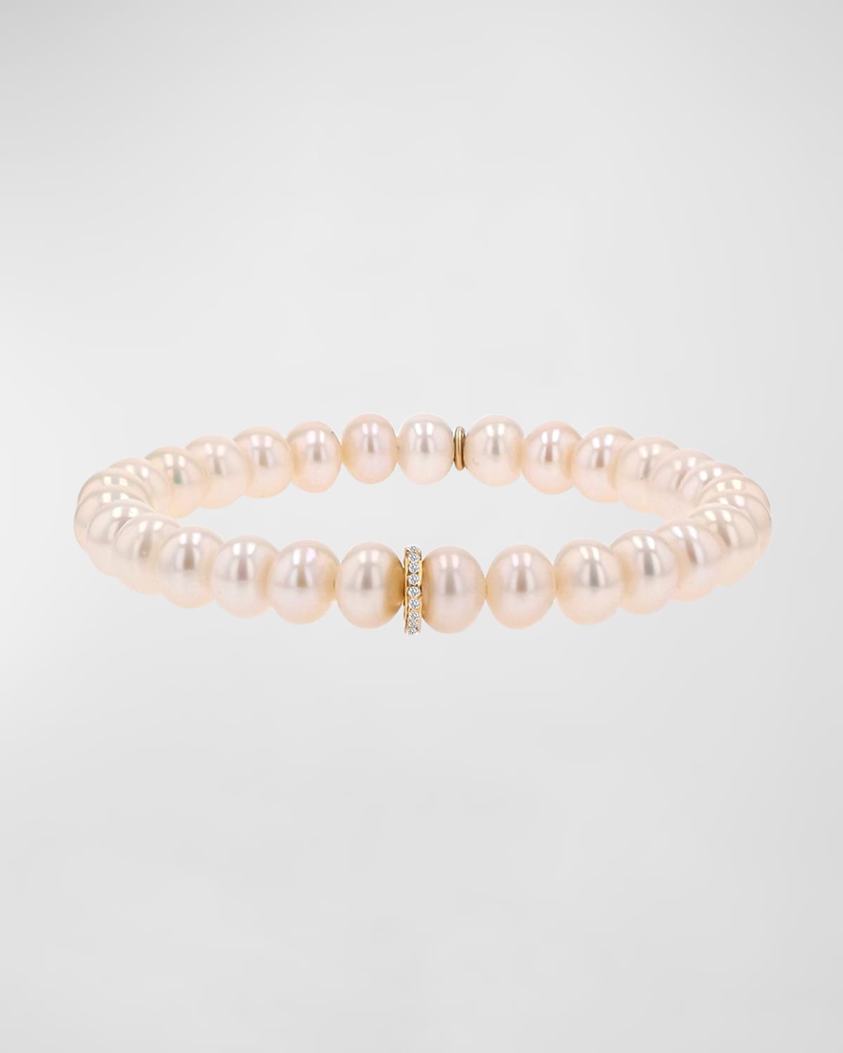 Pearl 8mm Beaded Bracelet with Pave Diamond Rondelle
