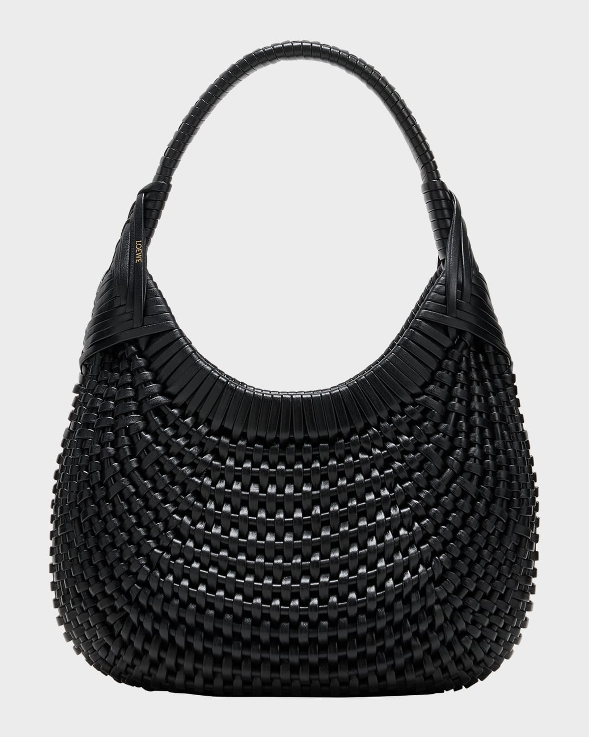 Loewe Diamond Woven Hobo Bag In Calf Leather In Black