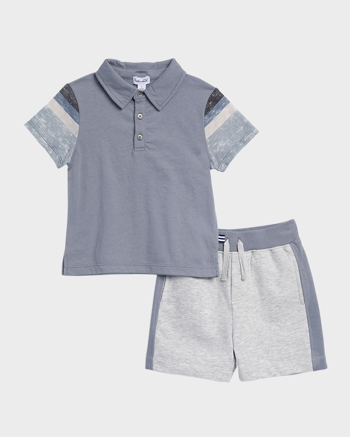 Shop Splendid Boy's Stormy Stripe Shorts Set In Light Slate Blue