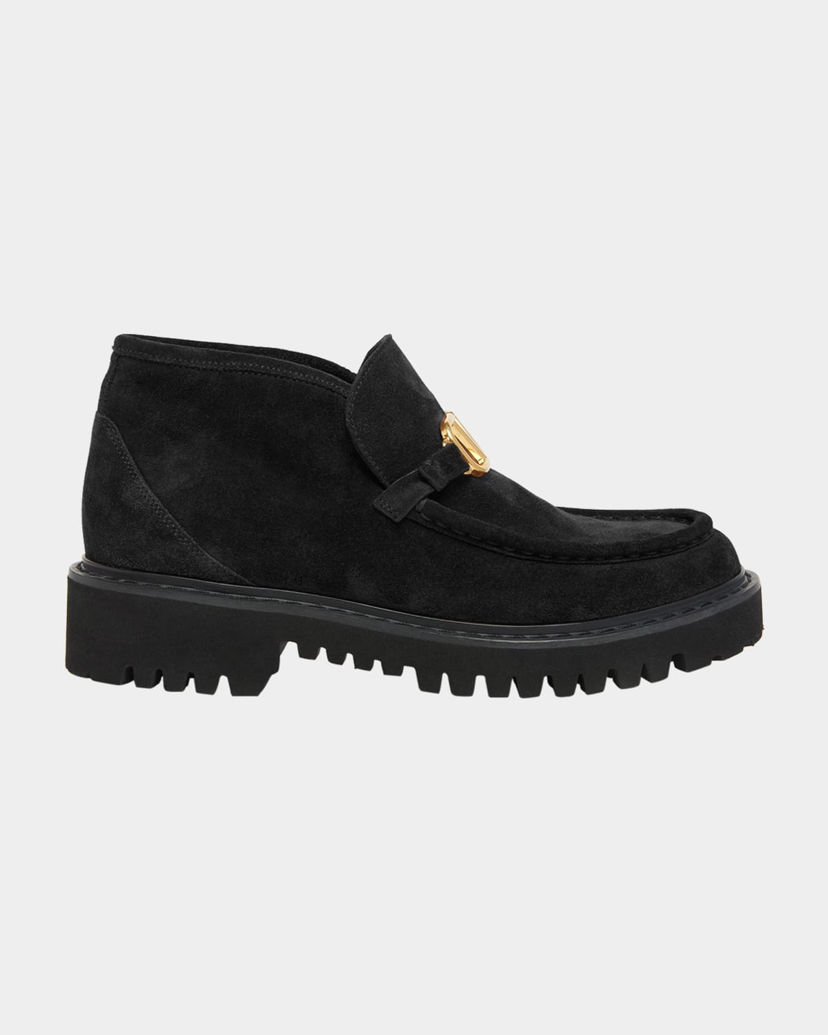 Valentino Vlogo Signature Suede Ankle Boots In Nero