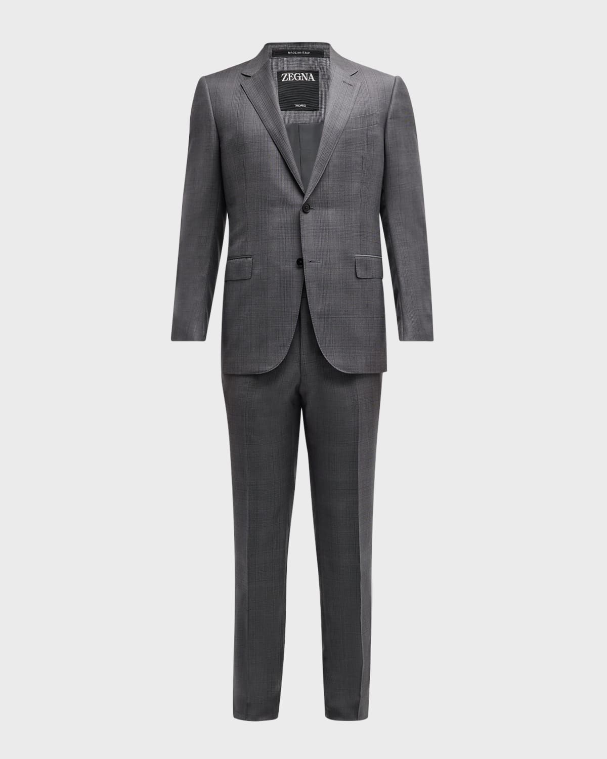 Zegna Z  Single-breasted Pressed Crease Tailored Suit In Dark Gray Check