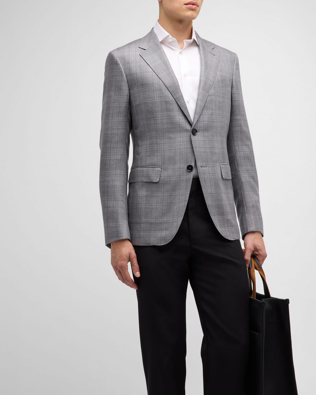 Zegna Men's Plaid Cashmere-blend Sport Coat In Gray