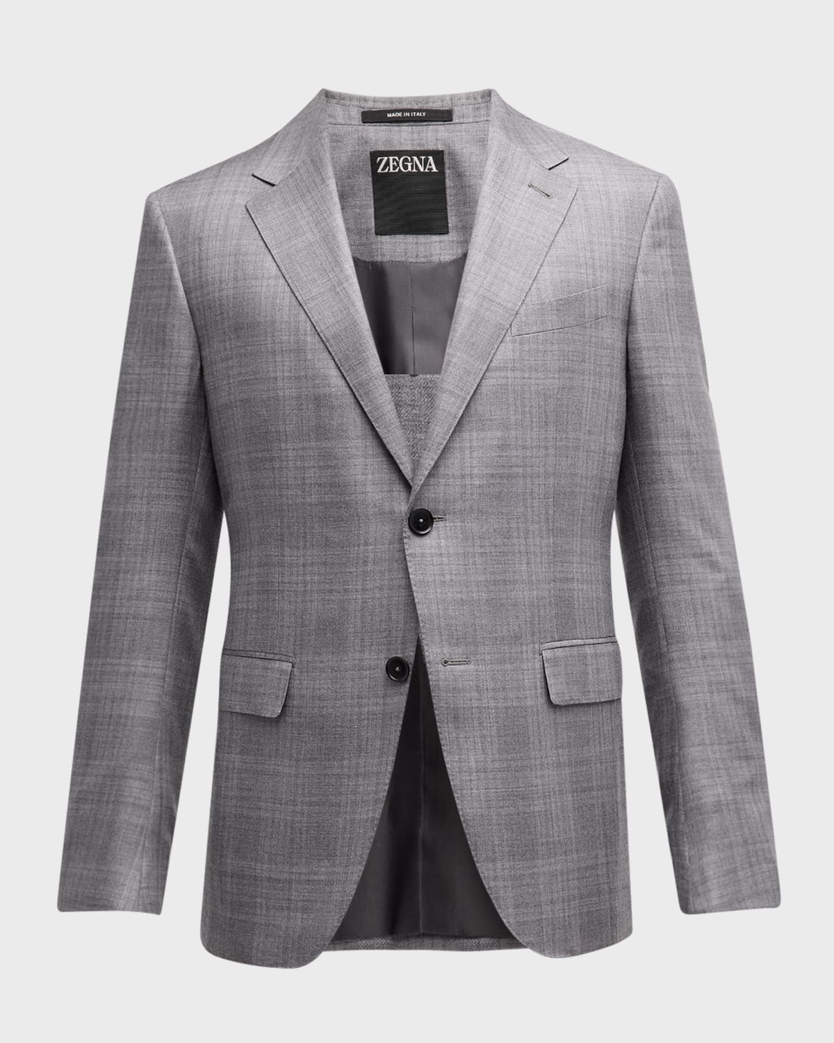 Zegna Men's Plaid Cashmere-blend Sport Coat In Gray