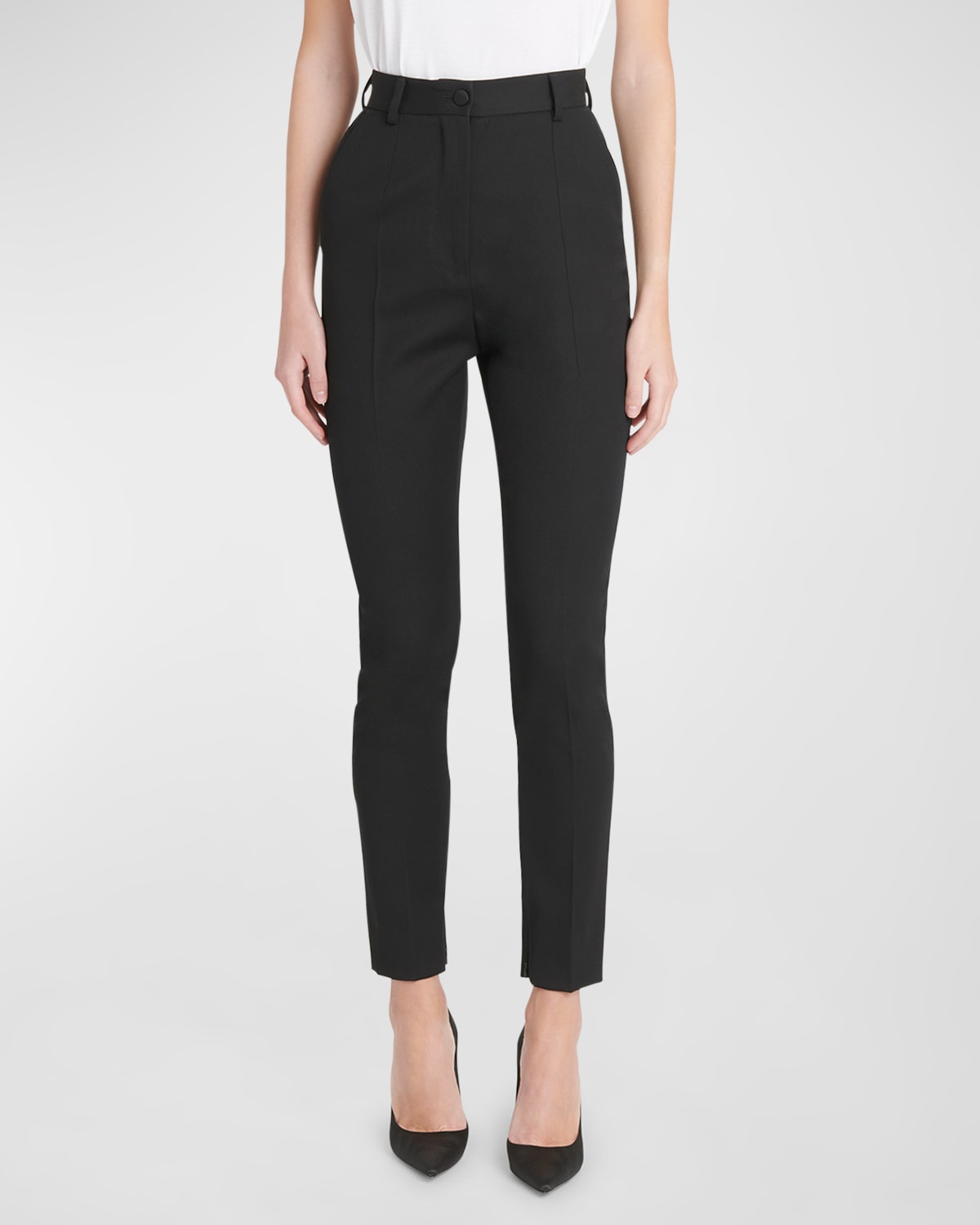 Shop Dolce & Gabbana Lana Straight-leg Gabardine Pants In Black