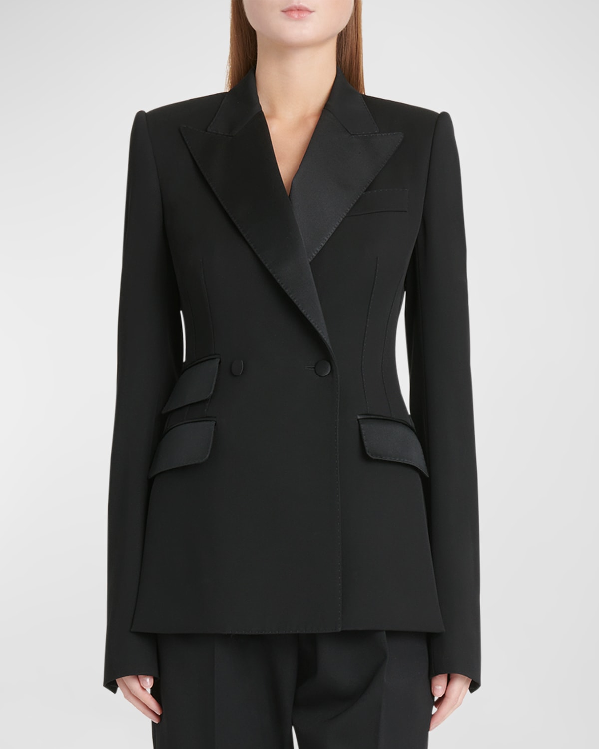 Shop Dolce & Gabbana Lana Double-breasted Gabardine Blazer Jacket In Black