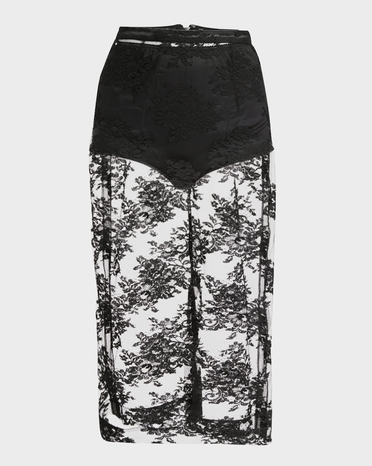 Shop Dolce & Gabbana Pizzo Chantilly Lace Midi Skirt In Black