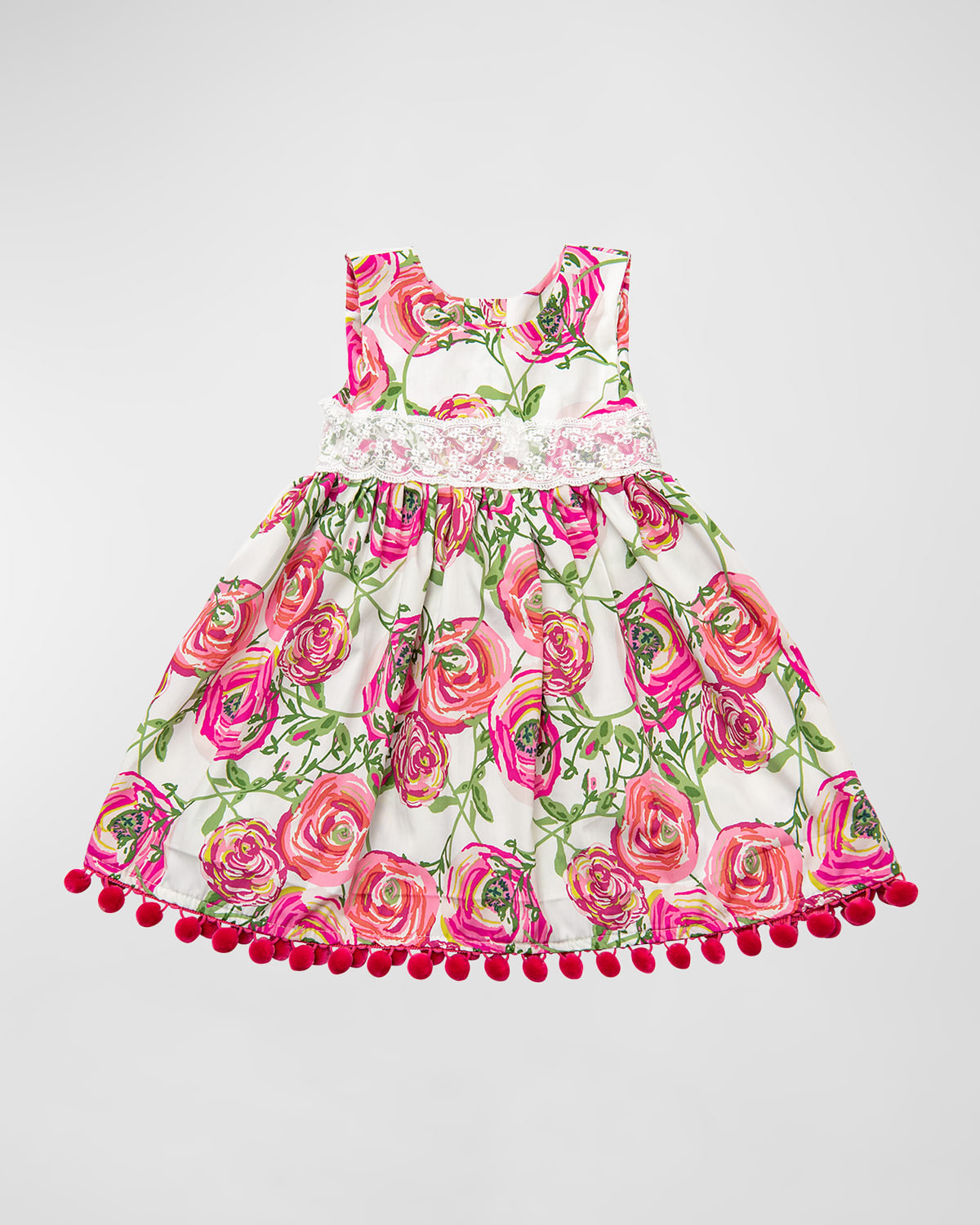 Shop Haute Baby Girl's Blooming Aisle Sleeveless Cotton Dress With Lace In Pink