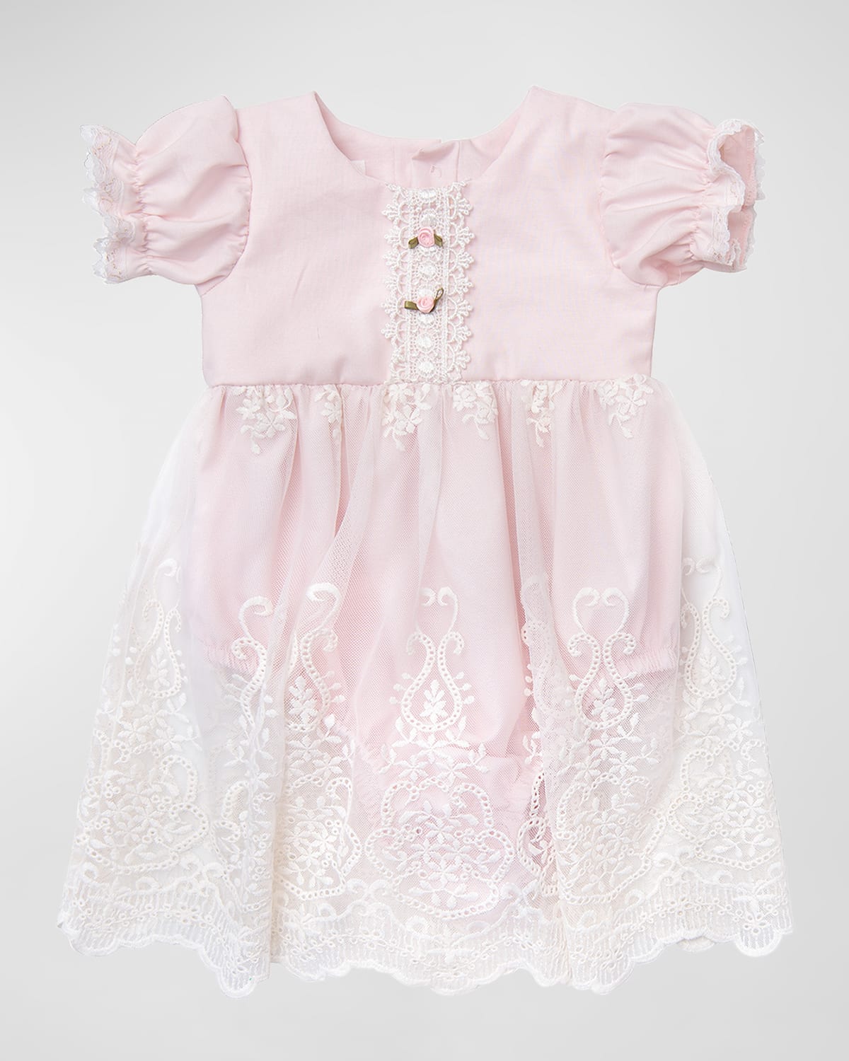 Shop Haute Baby Girl's Sophia Scalloped Lace Diaper Dress In Pink