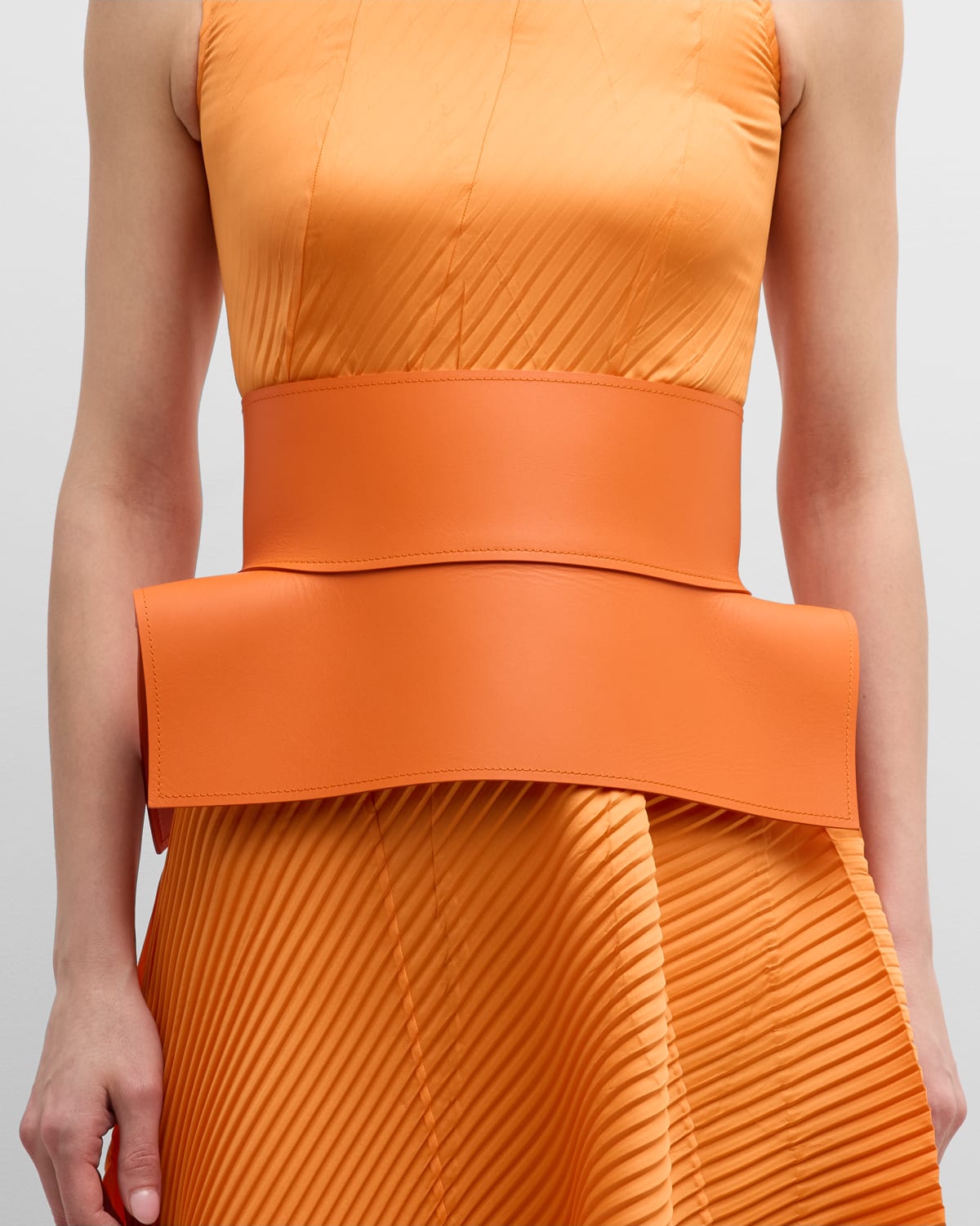 Loewe Obi Nappa Leather Corset Belt In Orange