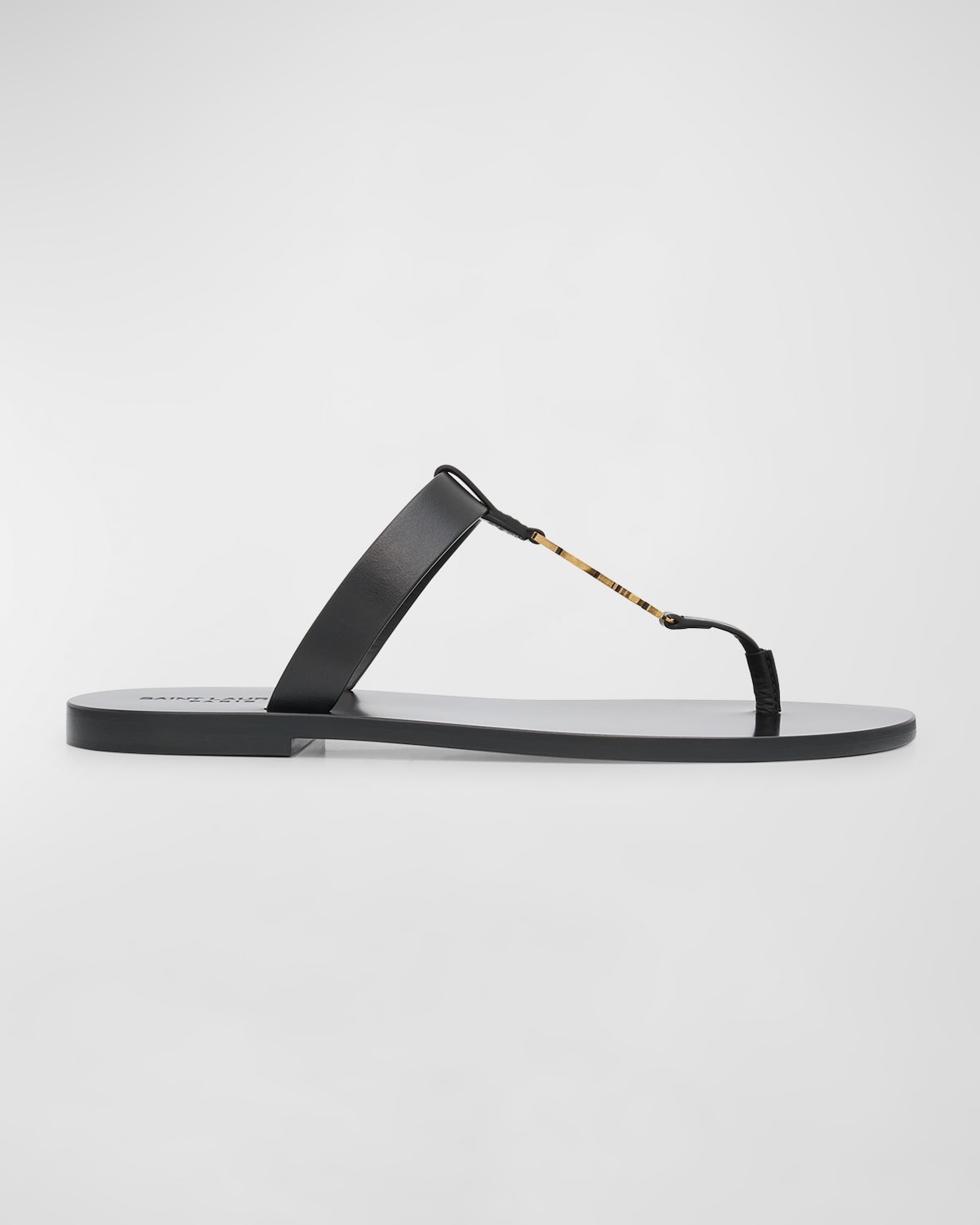 Shop Saint Laurent Men's Pepe 05 Ysl Slide Sandals In Leather In Nero