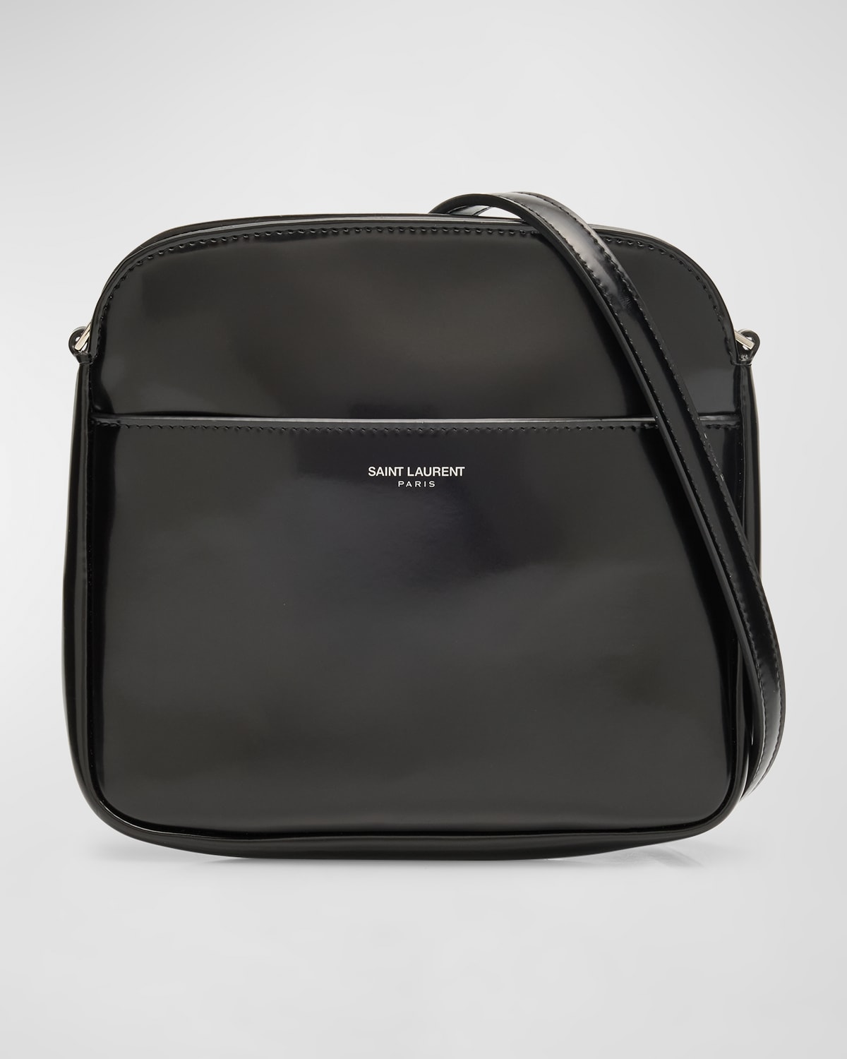 Saint Laurent Men's Mini Crossbody Bag In Brushed Leather In Nero