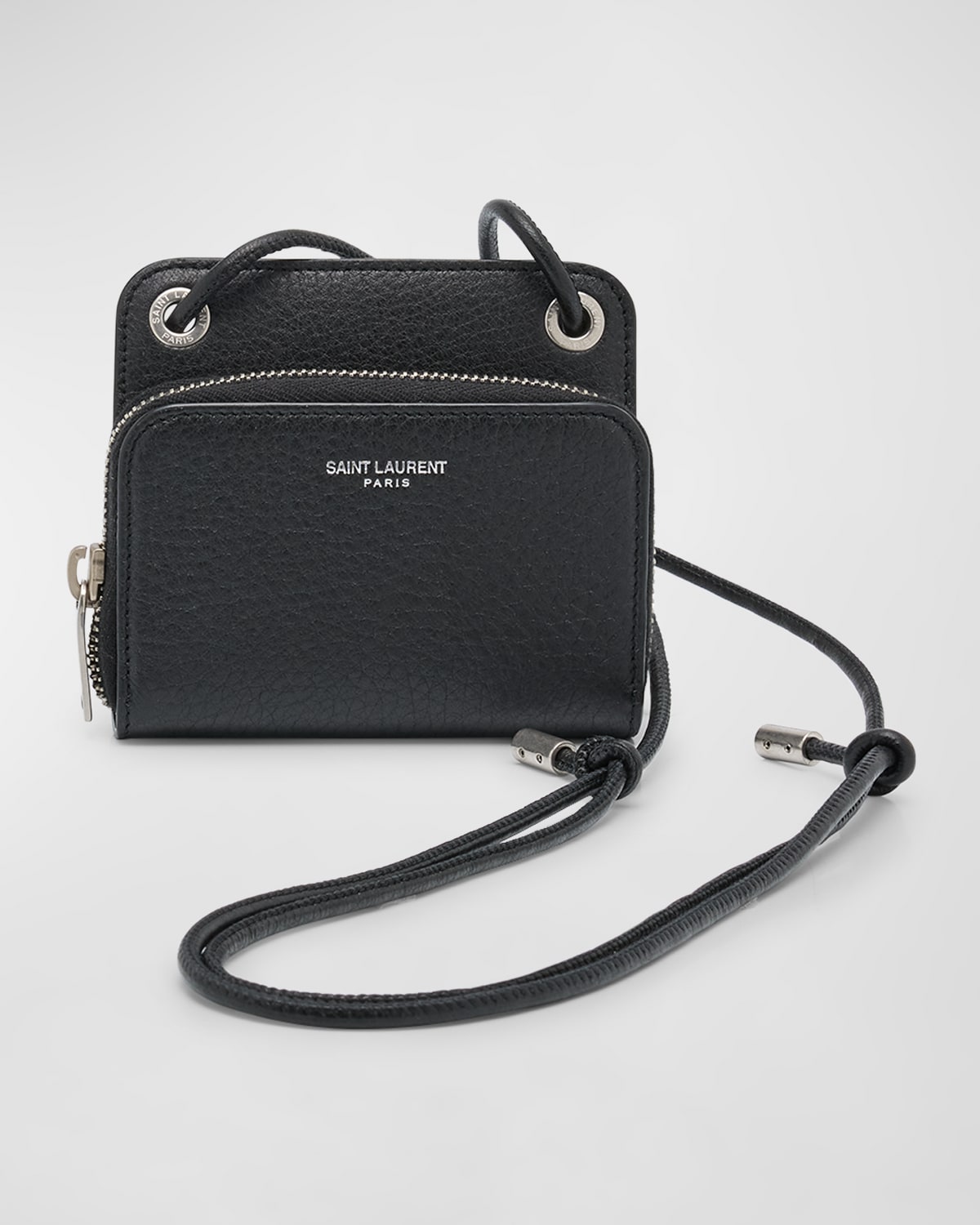 Shop Saint Laurent Men's Small Leather Crossbody Bag In Nero