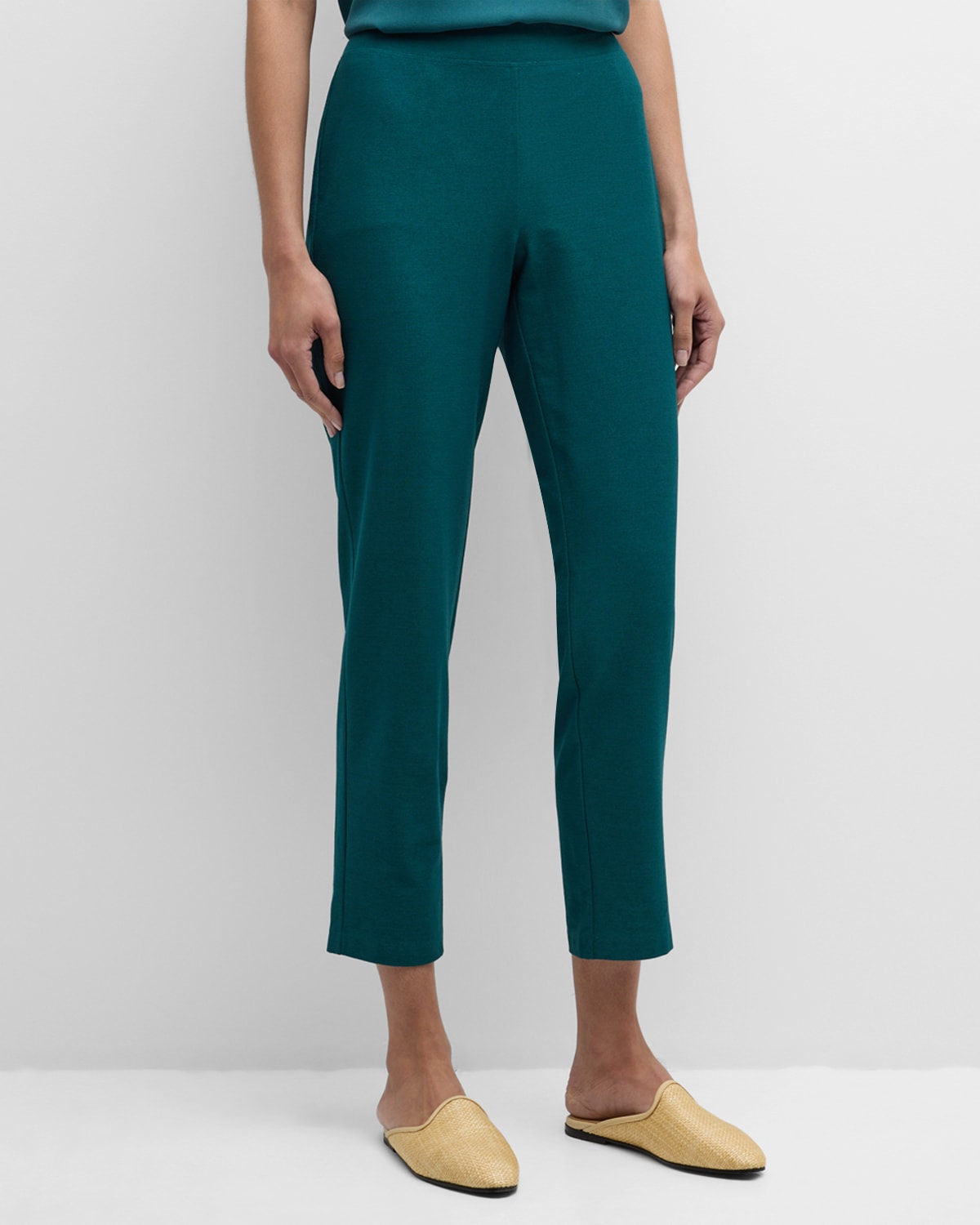 Shop Eileen Fisher Petite Cropped Stretch Crepe Skinny Pants In Aegean