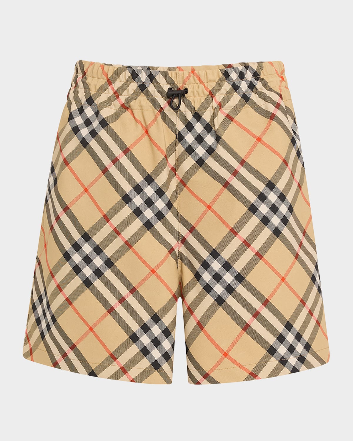 Burberry Check Ekd Drawstring Pull-on Shorts In Sand Ip Check