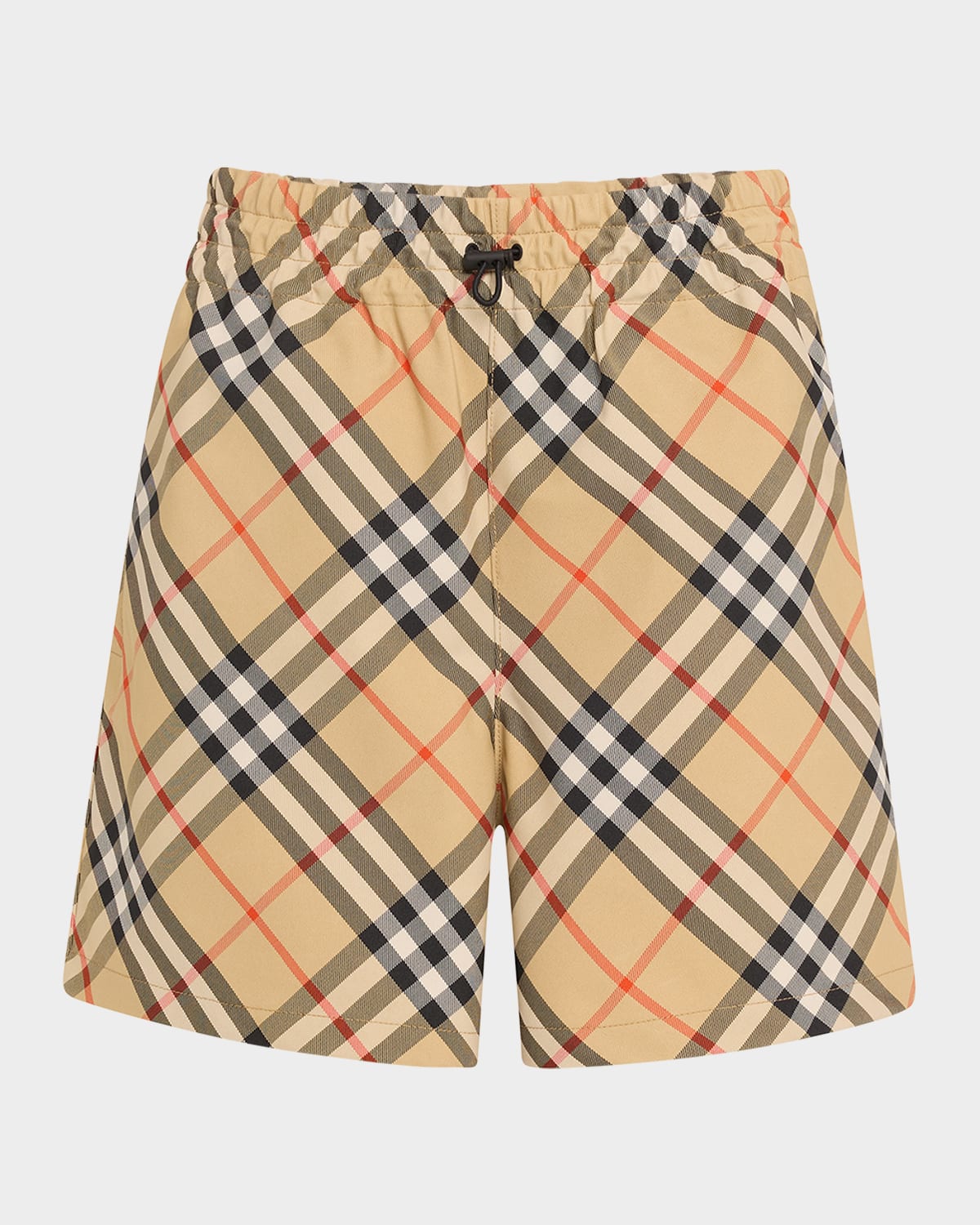 Shop Burberry Check Ekd Drawstring Pull-on Shorts In Sand Ip Check