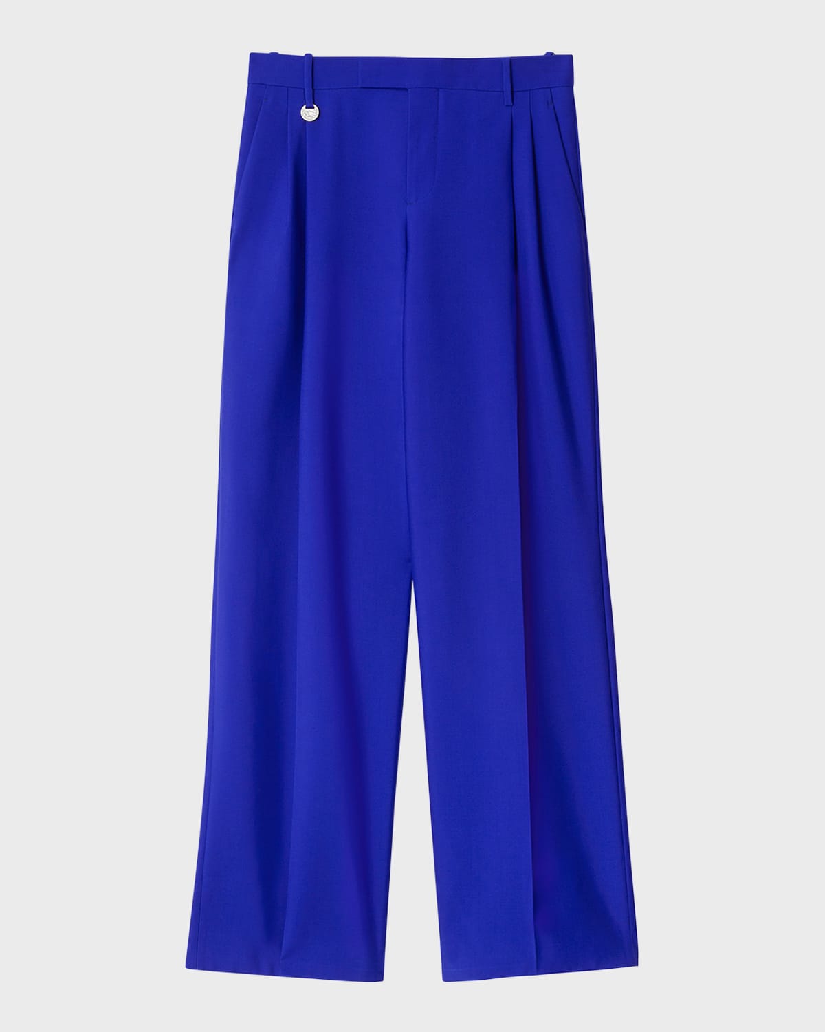 Shop Burberry Mid-rise Double-pleated Wide-leg Trousers In Knight