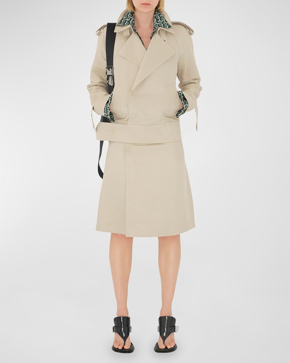 Shop Burberry Short Trench Jacket In Stone