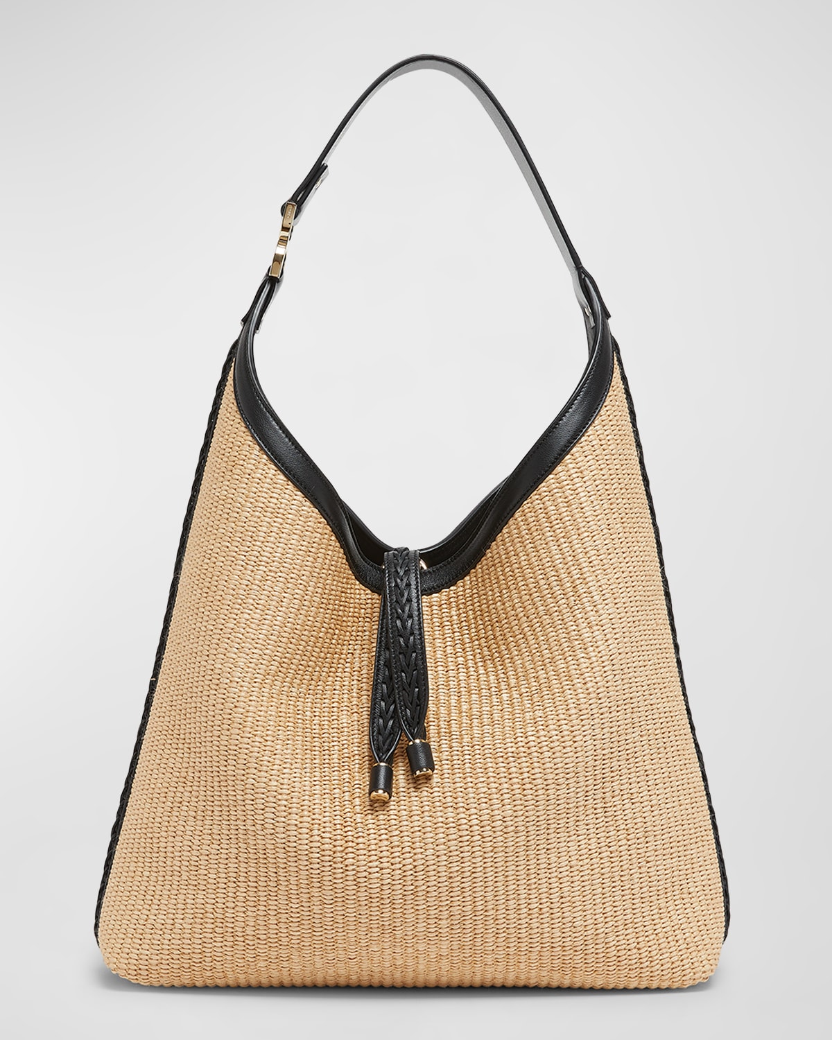 Chloé Marcie Hobo Bag In Raffia And Leather In Hot Sand