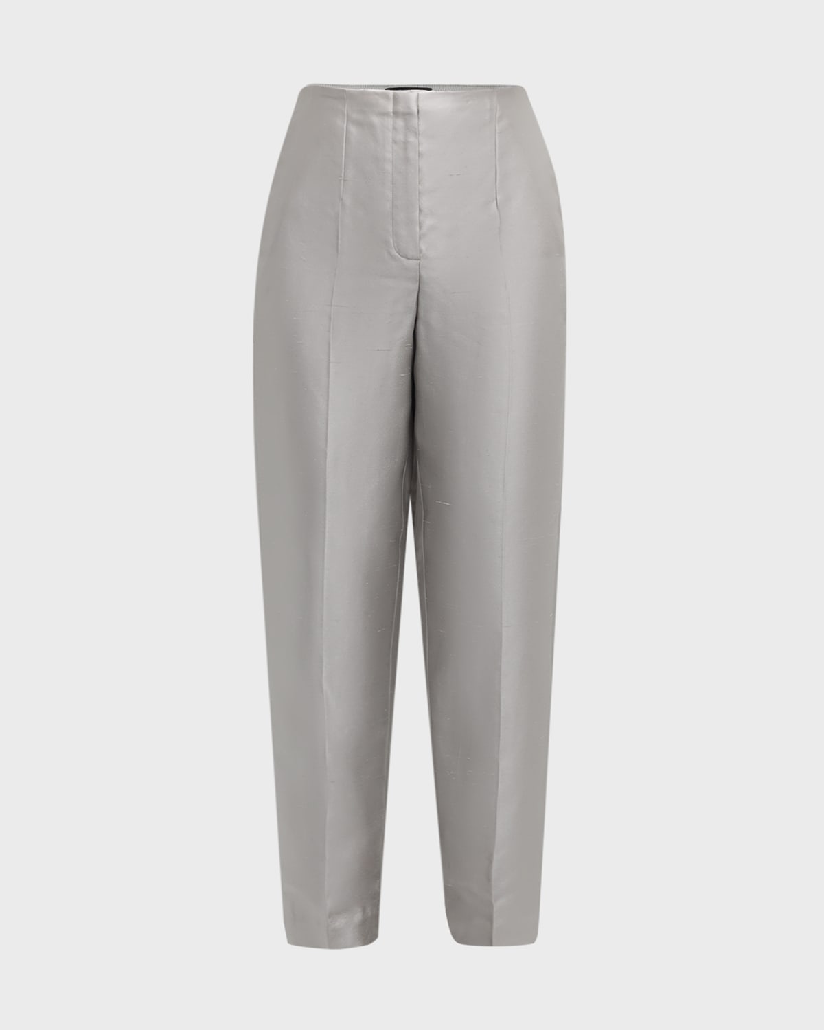 Theory Tapered Slim Pant In Metallic Silk Twill In Ice Grey