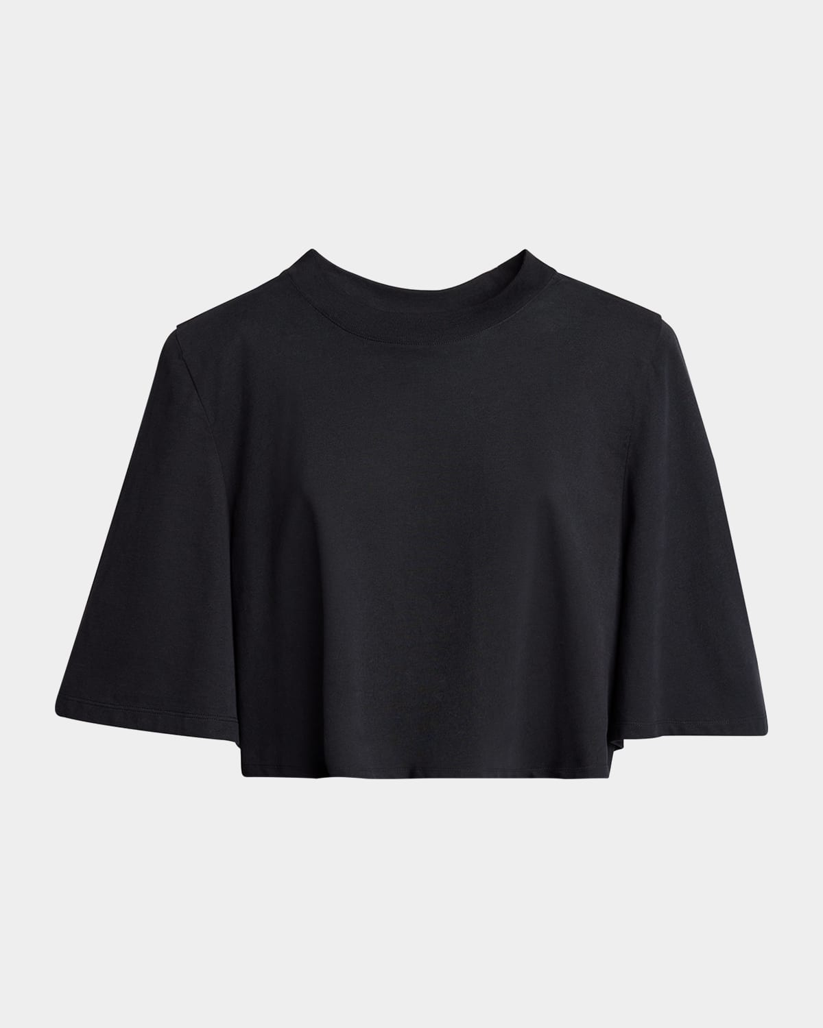 Isabel Marant Zaely Strong-shoulder Short-sleeve Crop T-shirt In Black