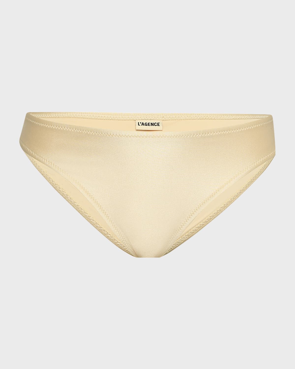 Shop L Agence Nicole Solid Classic Bikini Bottoms In Champagne