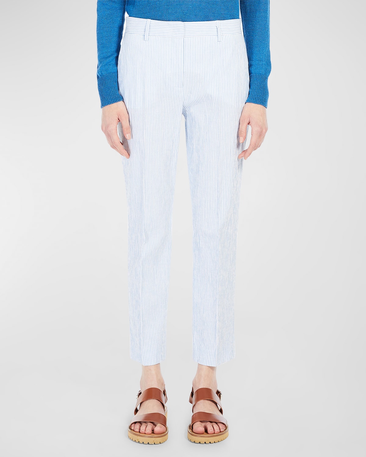 Shop Weekend Max Mara Starlet Striped Ankle Pants In Light Blue