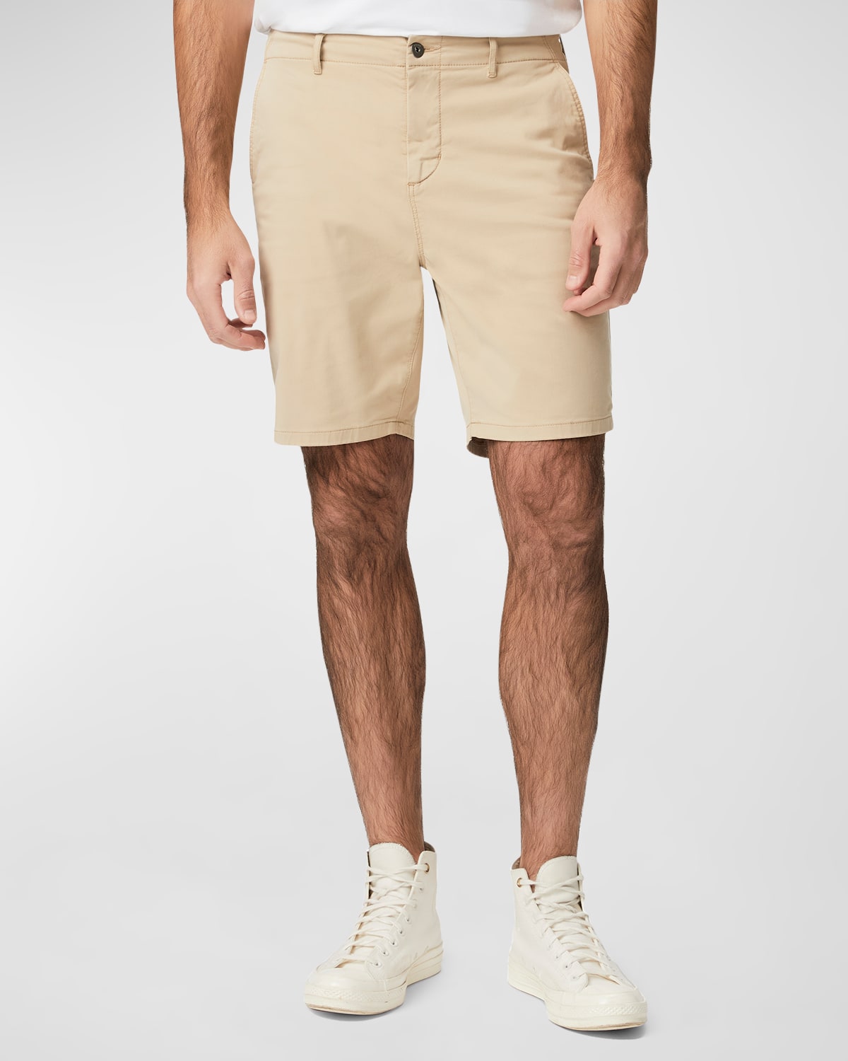 Shop Paige Men's Phillips Stretch Sateen Chino Shorts In Khaki