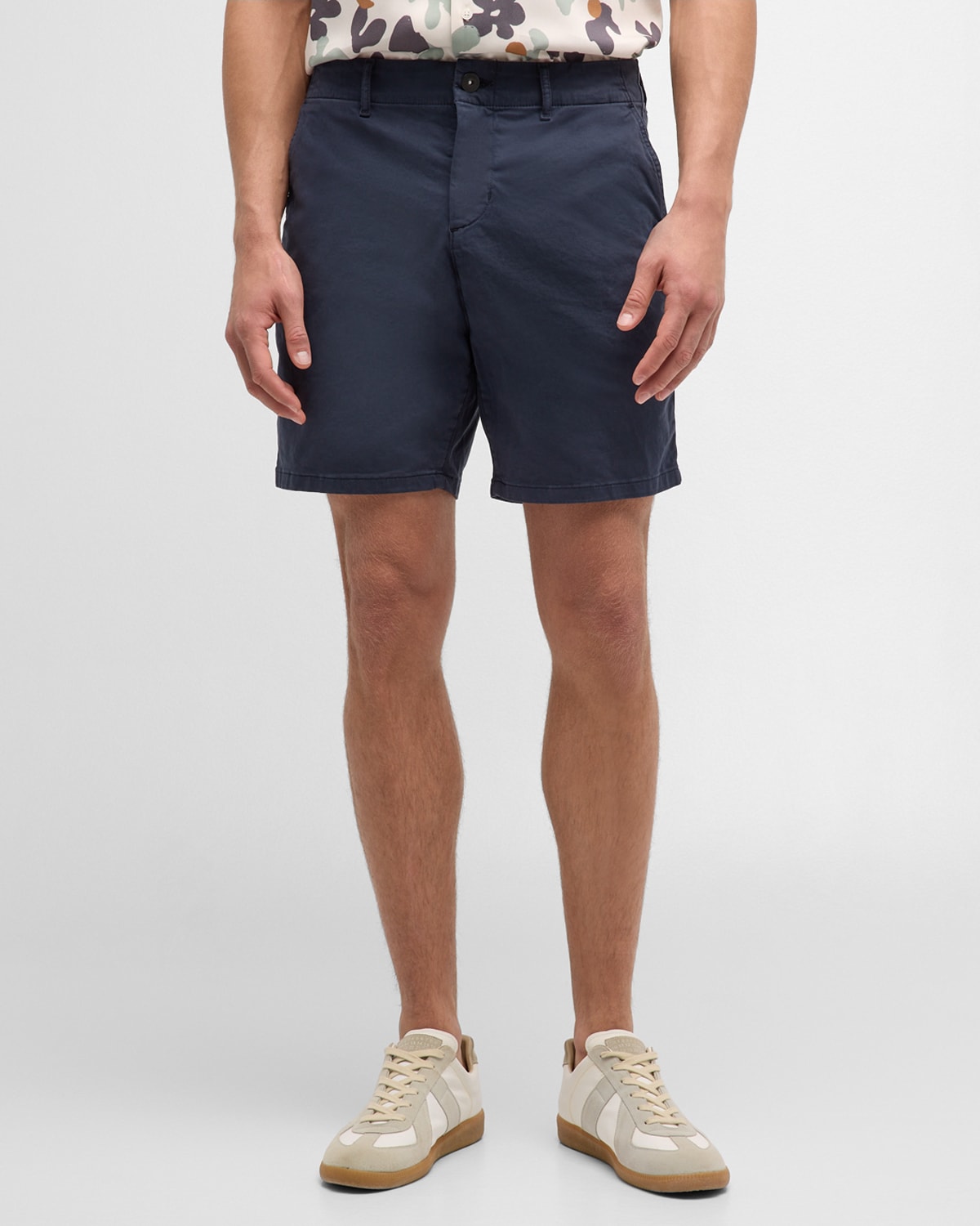 Shop Paige Men's Phillips Stretch Sateen Chino Shorts In Deep Anchr