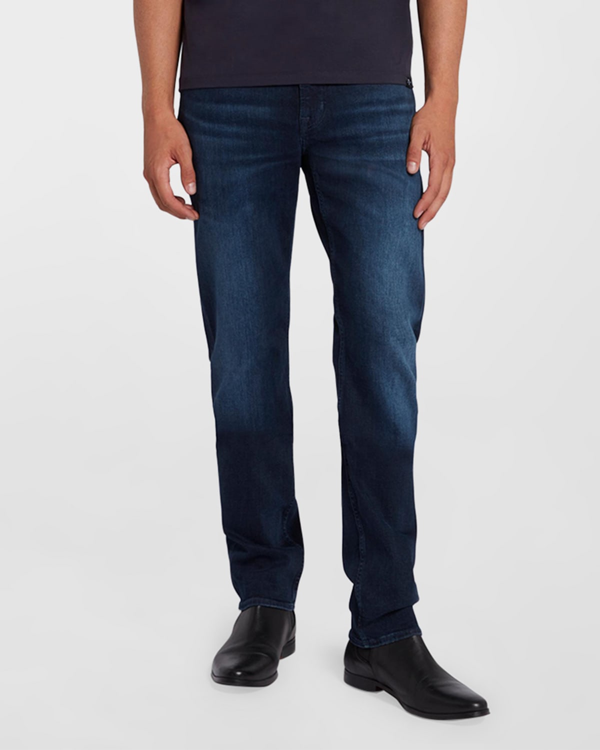 7 For All Mankind Straight Fit Jeans In Dark Blue In Dark Blue