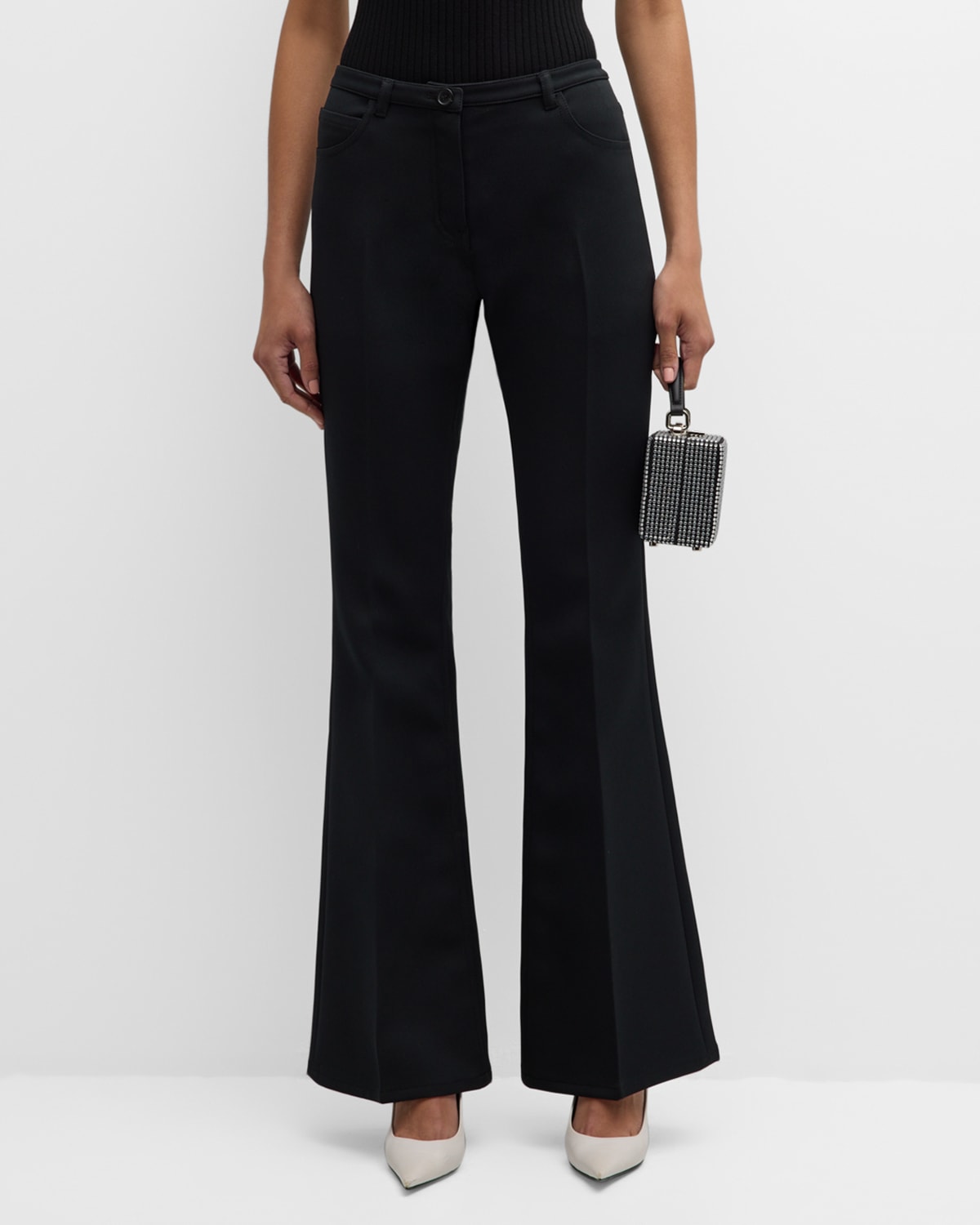 Shop Courrèges Relaxed Twill Bootcut Pants In Black