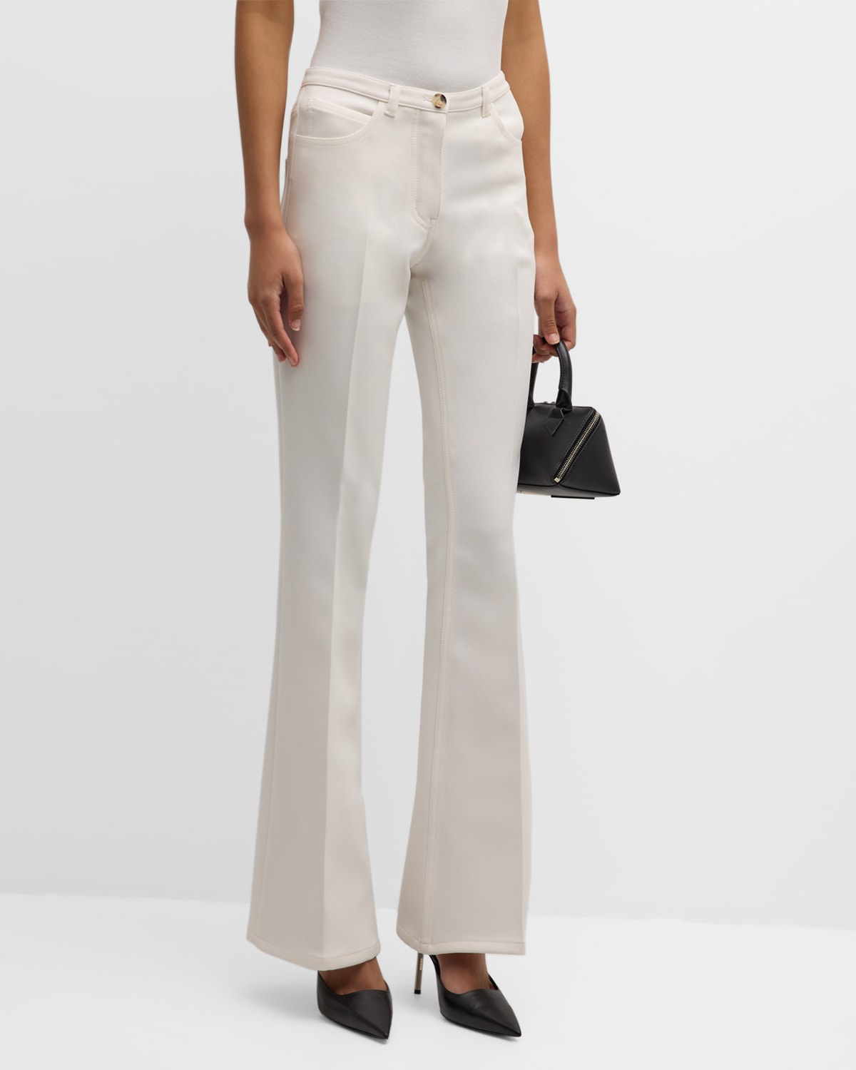 Shop Courrèges Relaxed Twill Bootcut Pants In Off White