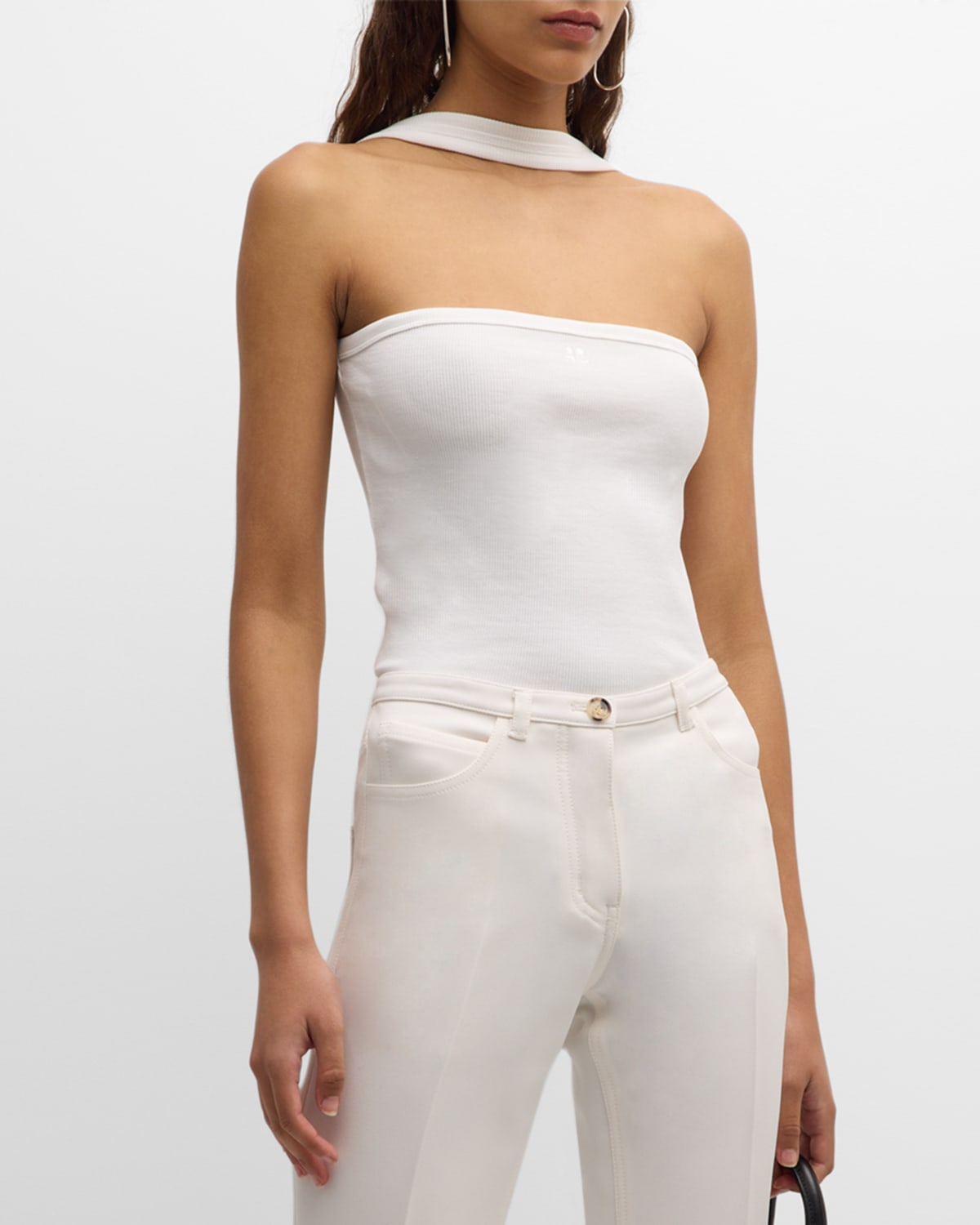 Shop Courrèges Hyperbole 90s Rib Knit Top In Heritage White