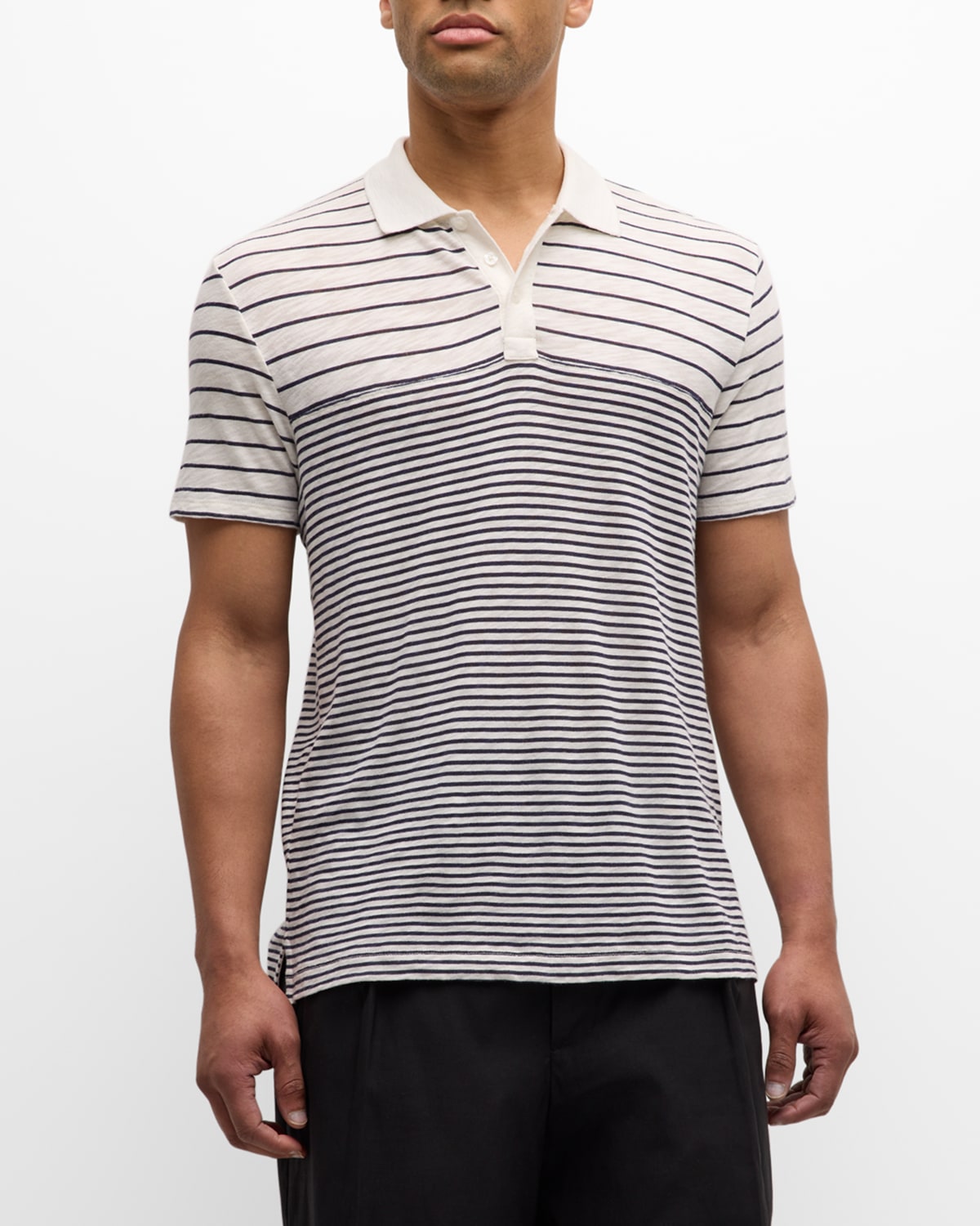 Men's Striped Slub Jersey Polo Shirt