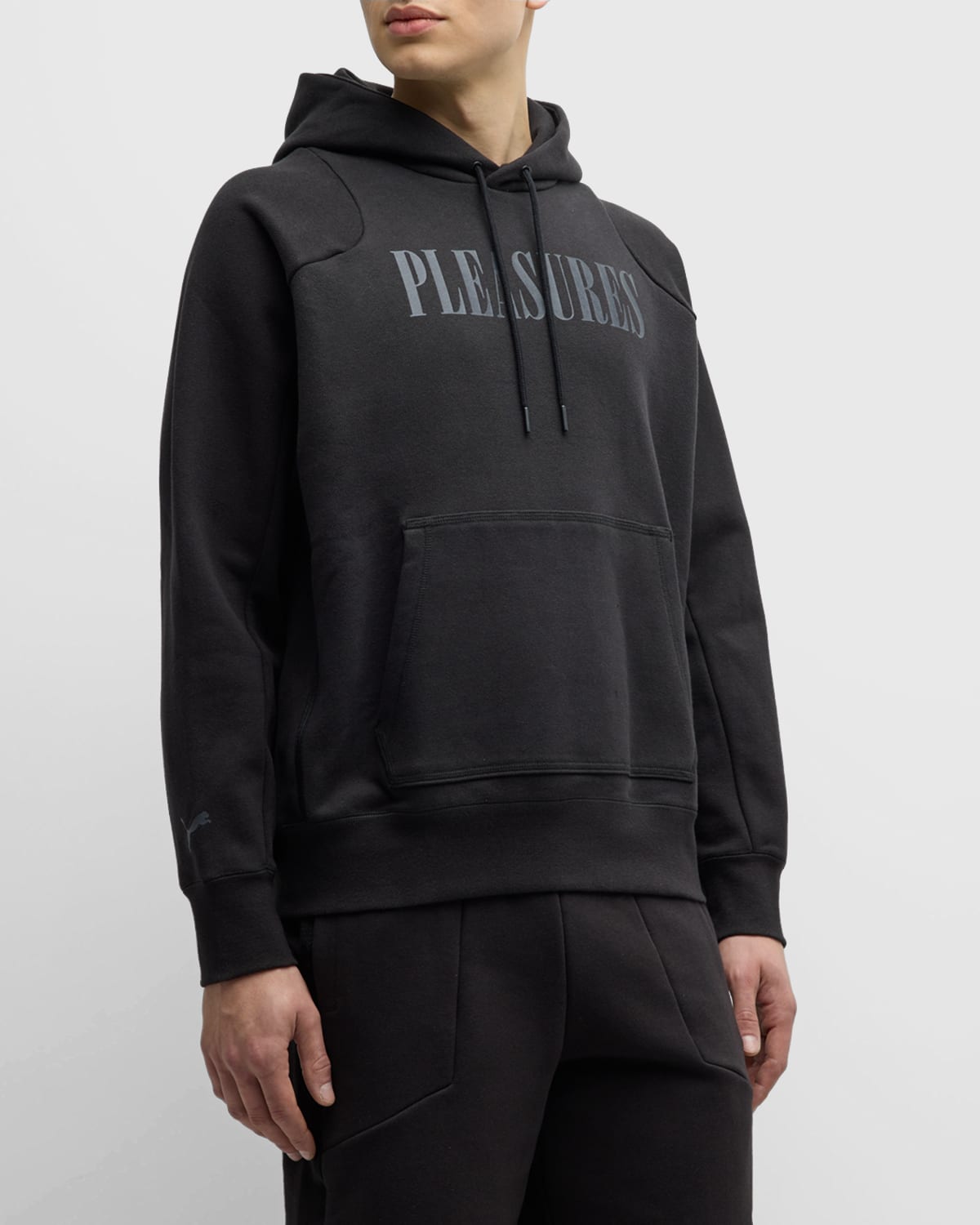 Shop Puma X Pleasures Men's Tonal Logo Hoodie In Black