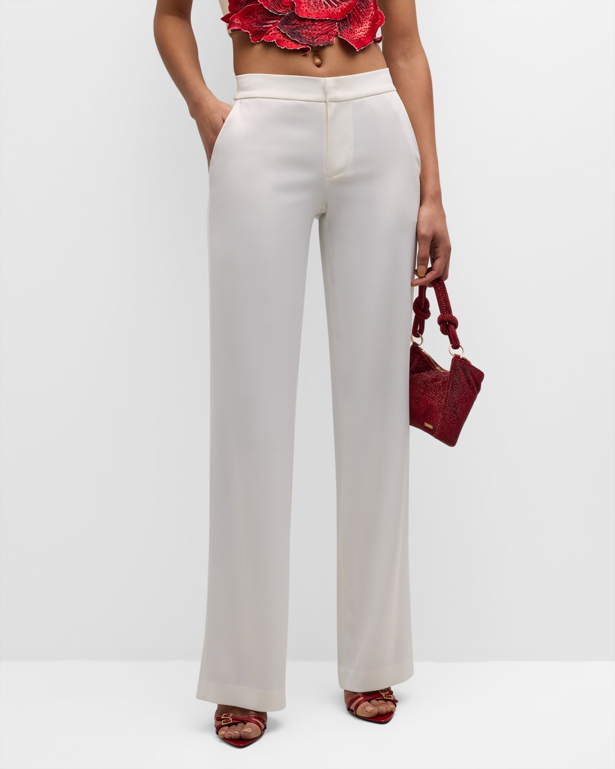 Shop Alice And Olivia Calvin High-rise Wide-leg Baggy Trousers In Off White