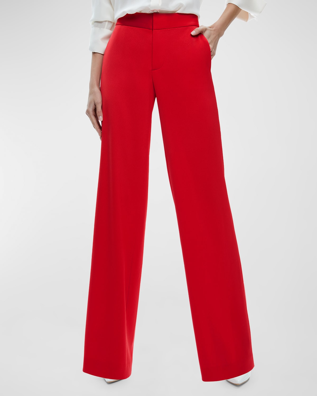 Shop Alice And Olivia Calvin High-rise Wide-leg Baggy Trousers In Bright Ruby