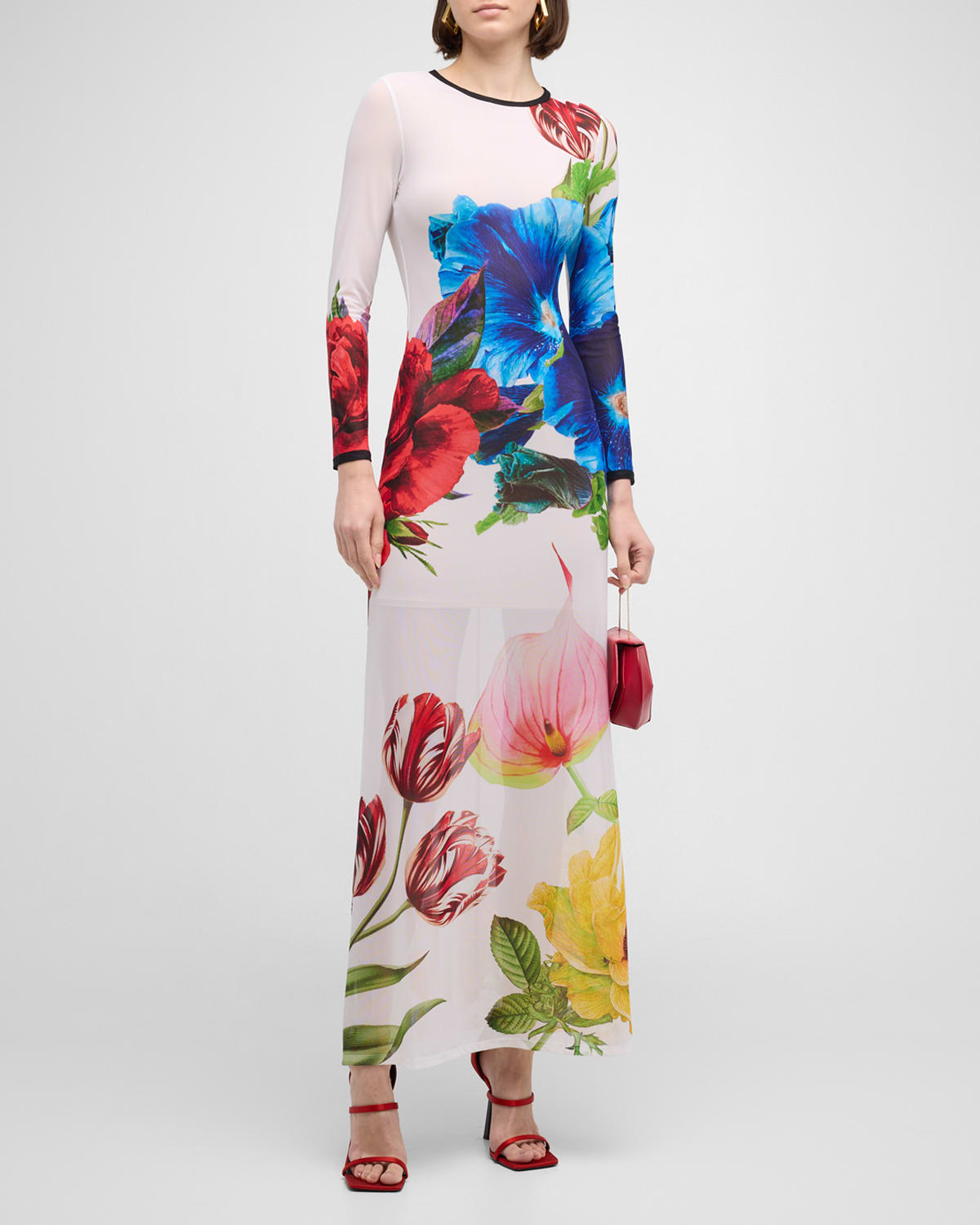 Shop Alice And Olivia Delora Le Parisien Long-sleeve Maxi Dress
