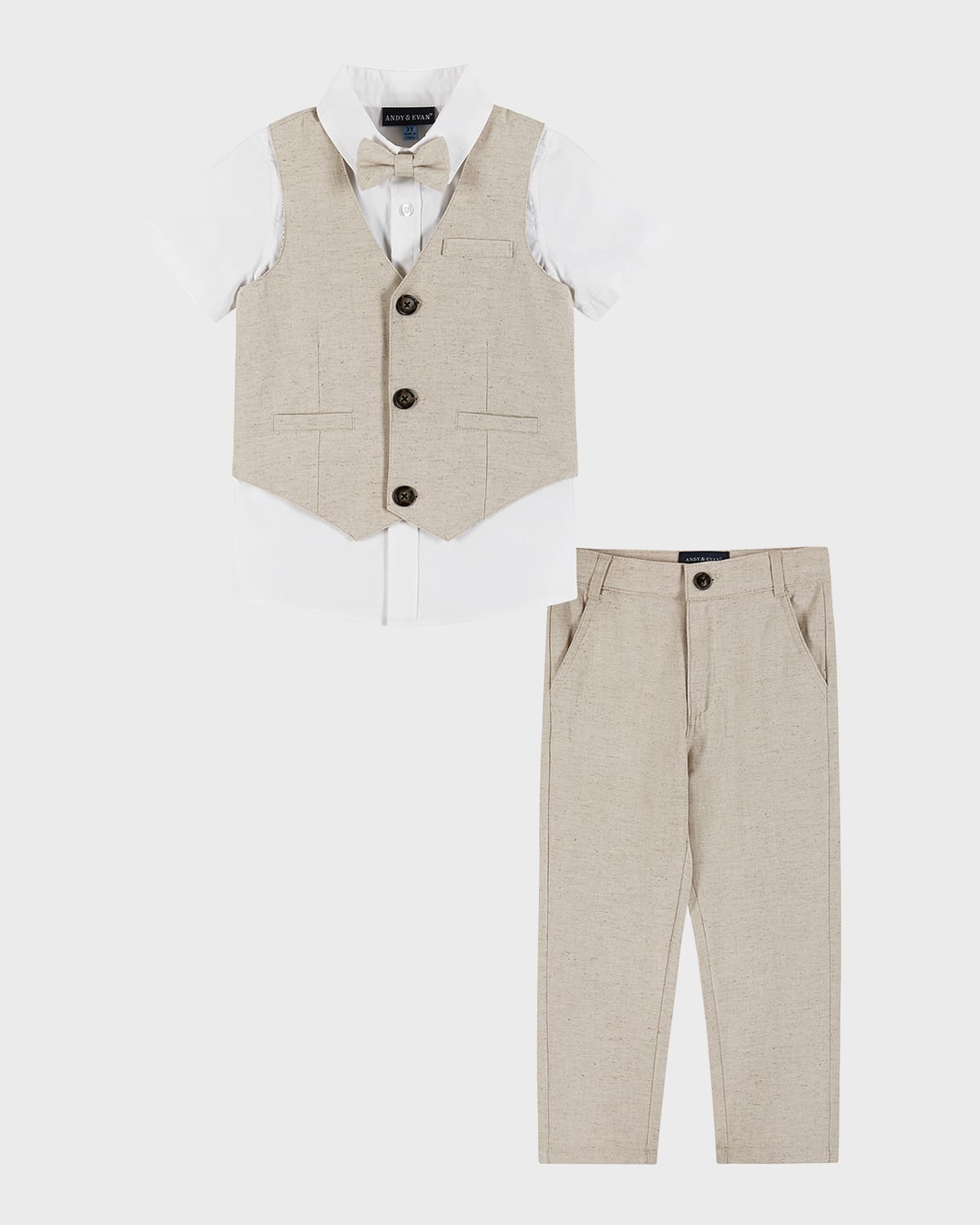 Shop Andy & Evan Boy's Four-piece Suit Set In Beige
