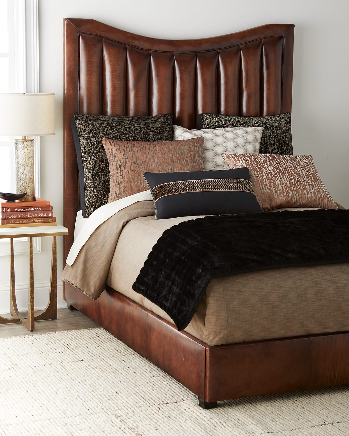 Shop Old Hickory Tannery Keoghan Leather Channel Queen Bed In Brown