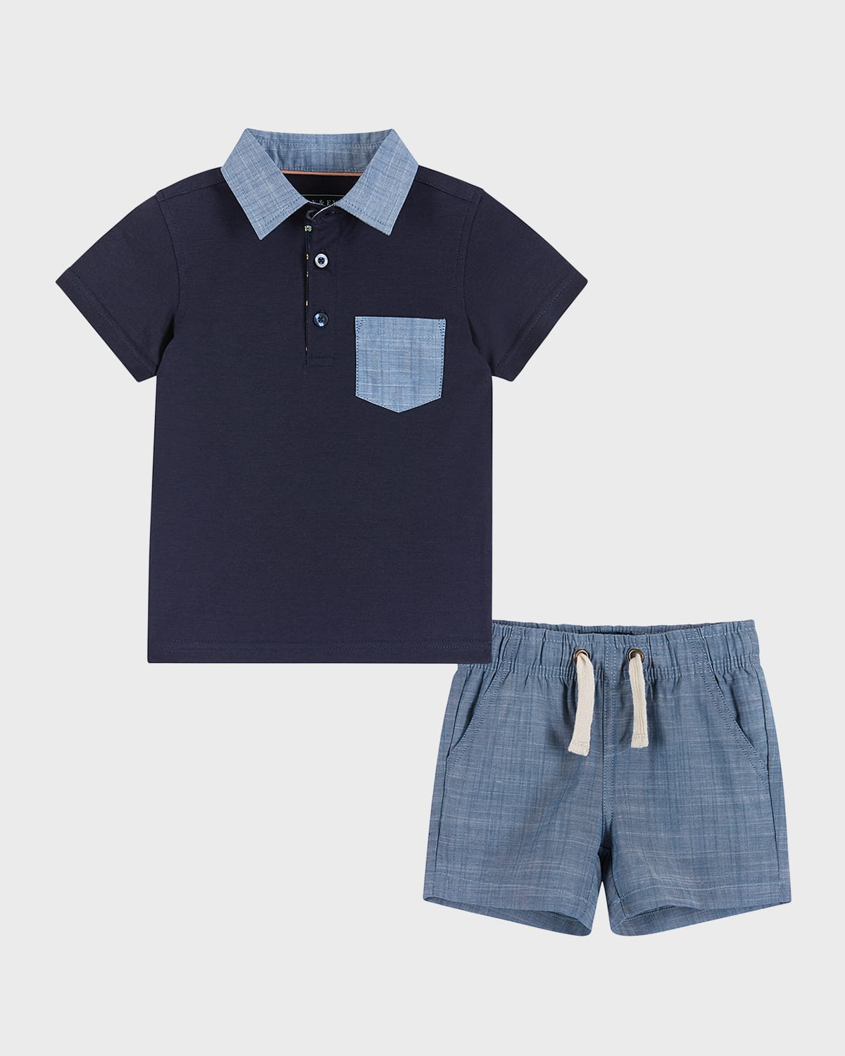 Andy & Evan Kids' Boy's Polo Shirt & Shorts Set In Navy