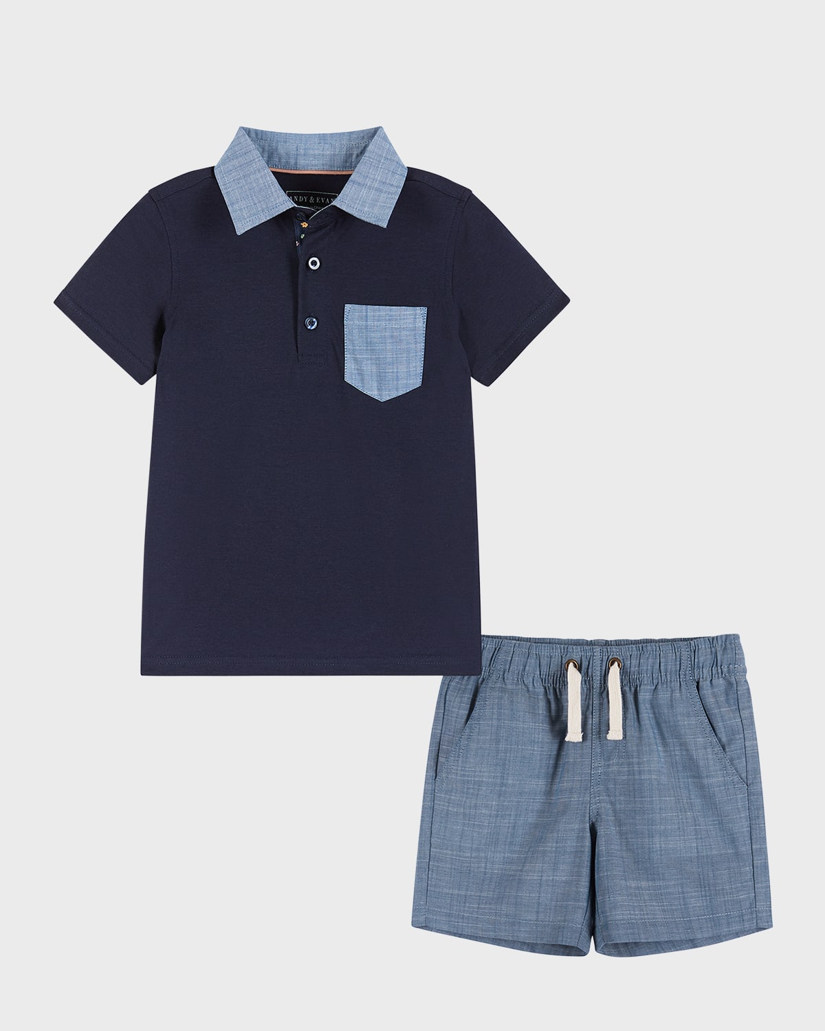 Andy & Evan Kids' Boy's Polo Shirt & Shorts Set In Navy