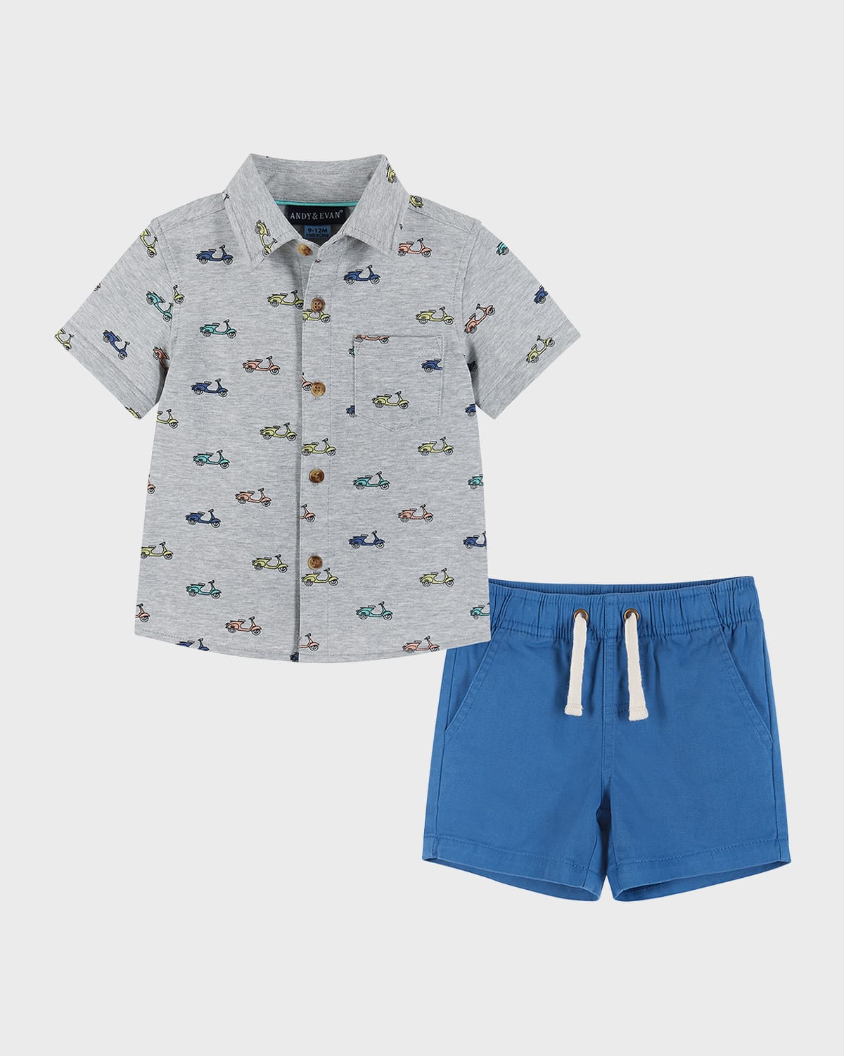 Andy & Evan Kids' Boy's Polo Shirt & Shorts Set In Grey Scooter
