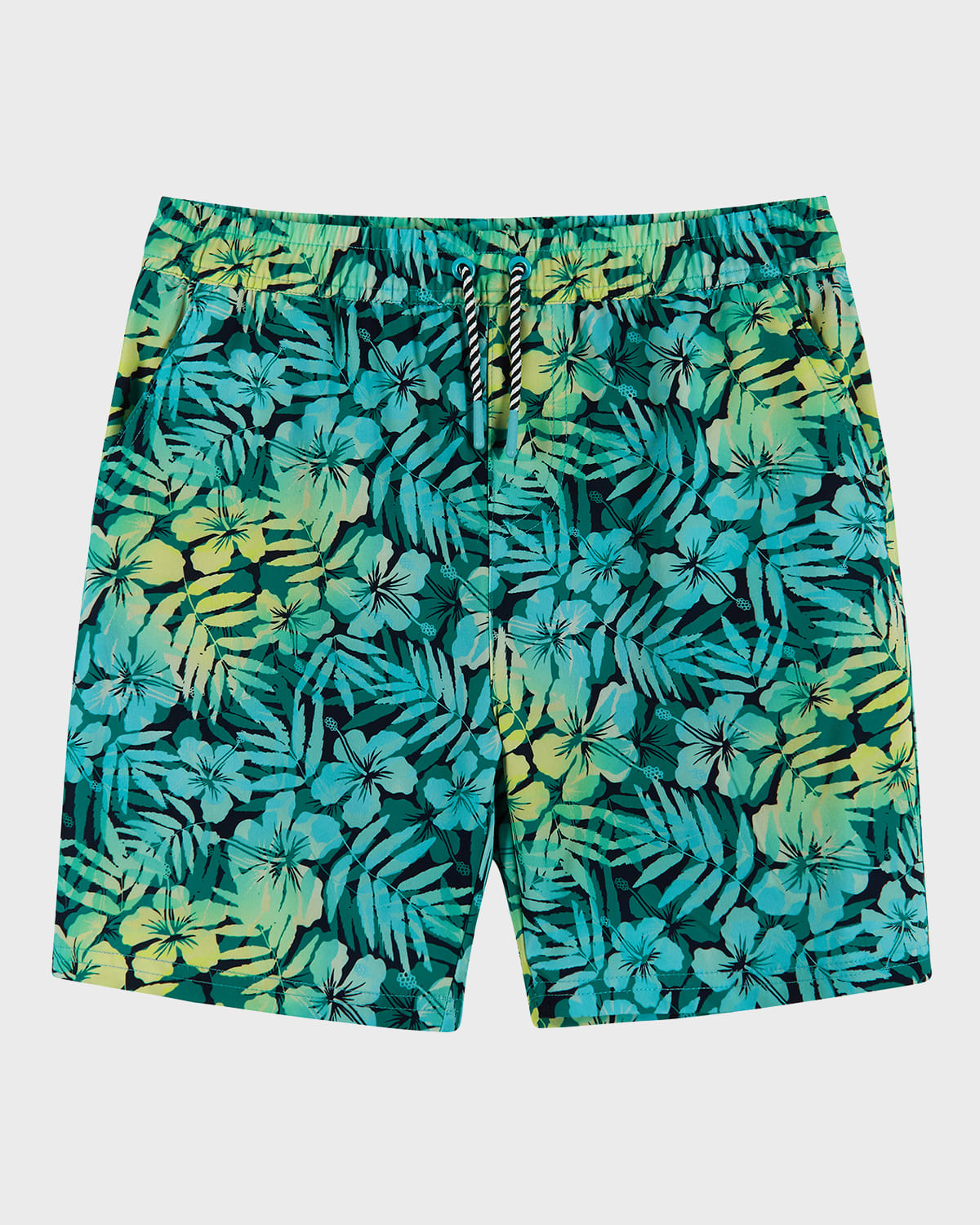 Shop Andy & Evan Boy's Printed Boardshorts In Blue Tropical