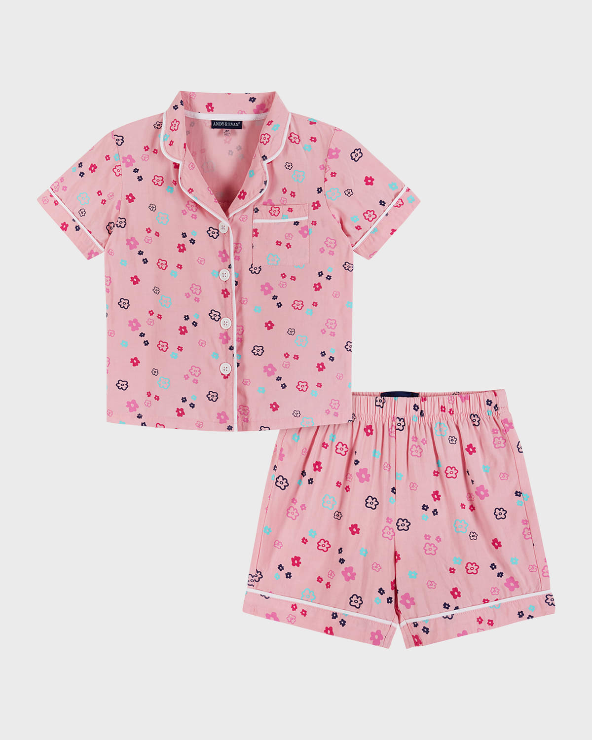Shop Andy & Evan Girl's Floral-print Shorts Pajama Set In Pink Floral
