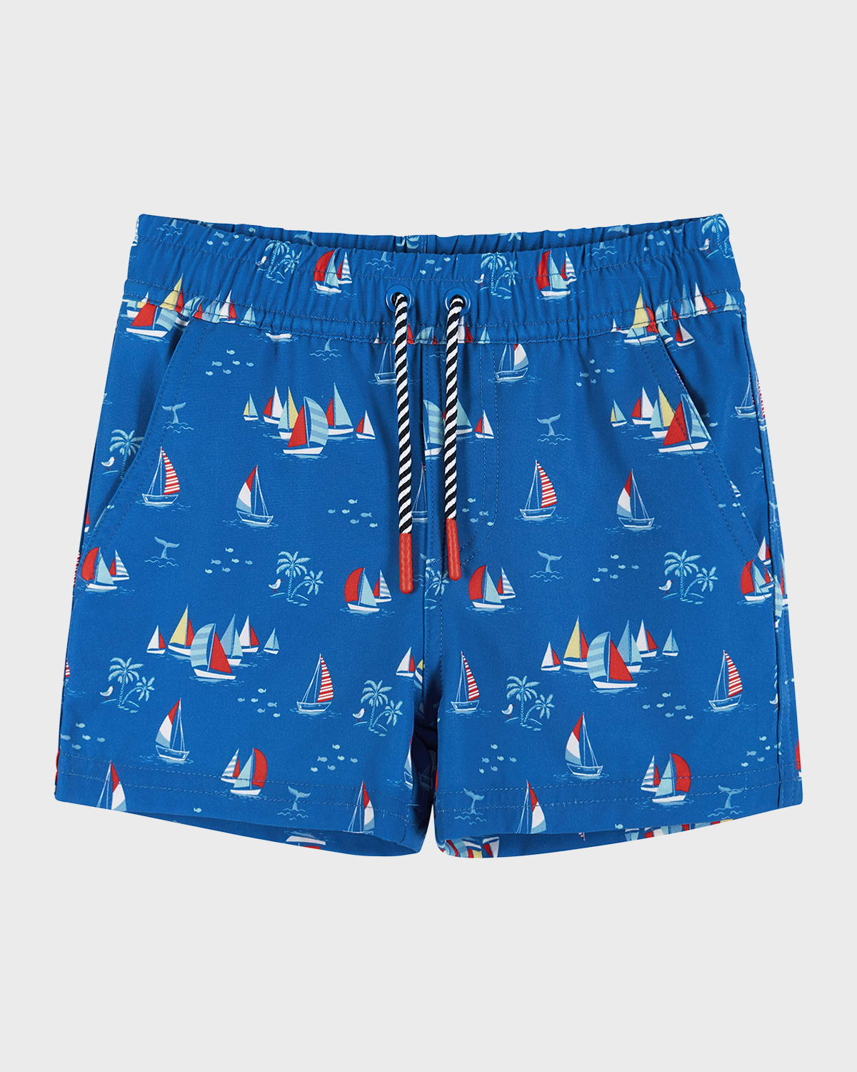 Andy & Evan Boys' Sailboat Print Boardshorts - Little Kid, Big Kid In Medium Blue
